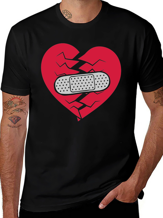 Broken Heart Healed T-Shirt - Mens Black Graphic Tee