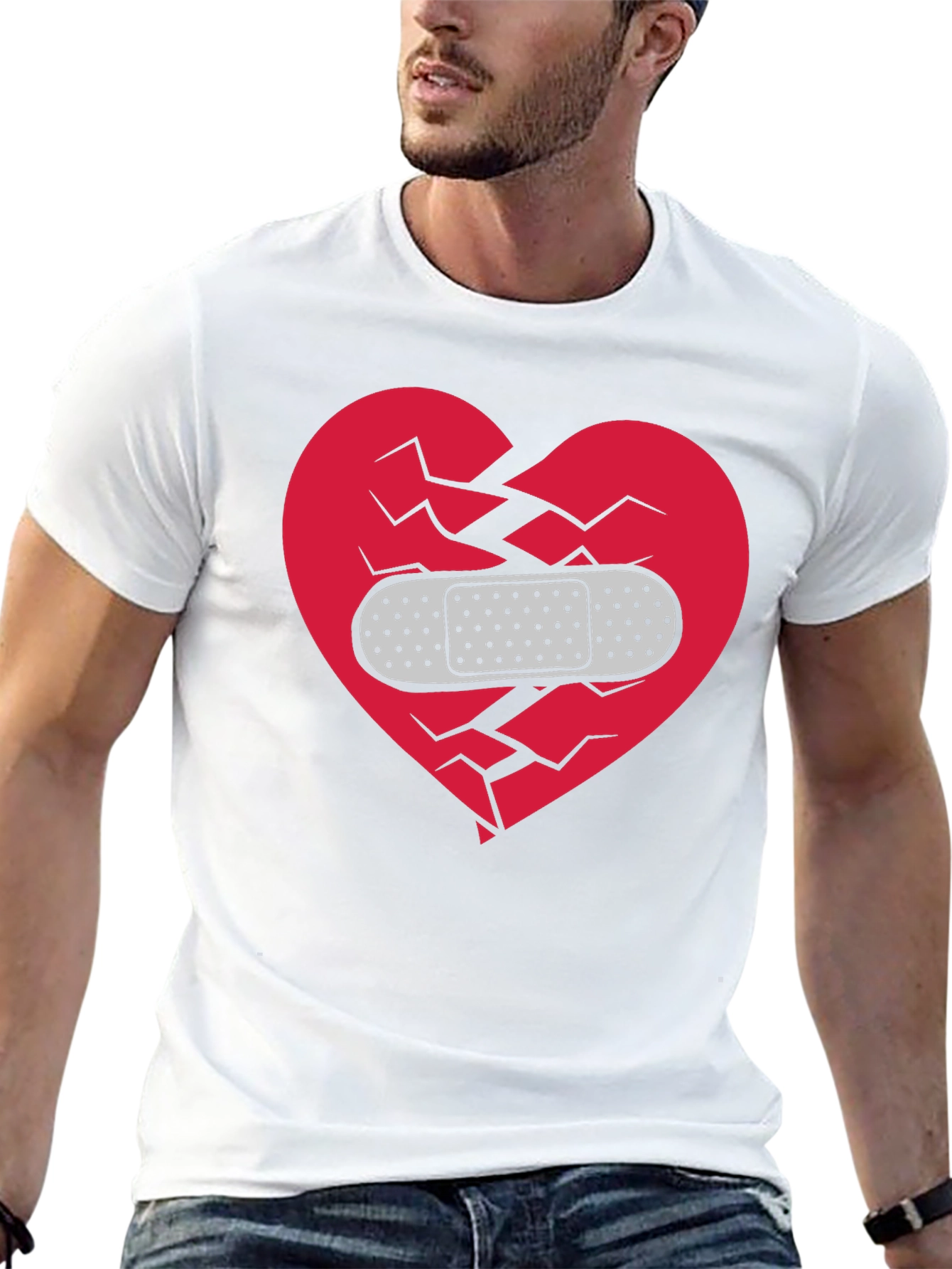 Broken Heart Healed T-Shirt - Mens Black Graphic Tee