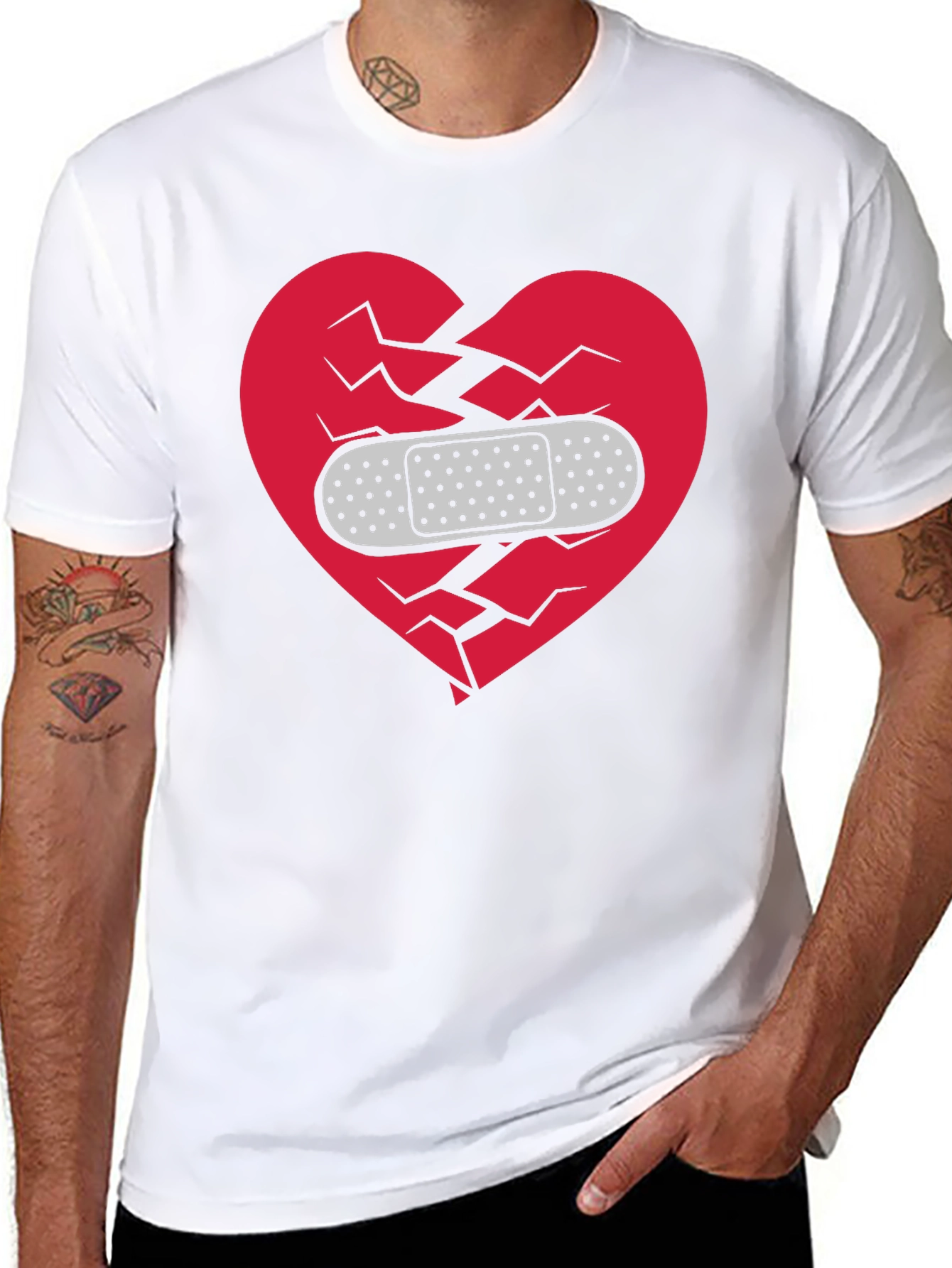 Broken Heart Healed T-Shirt - Mens Black Graphic Tee