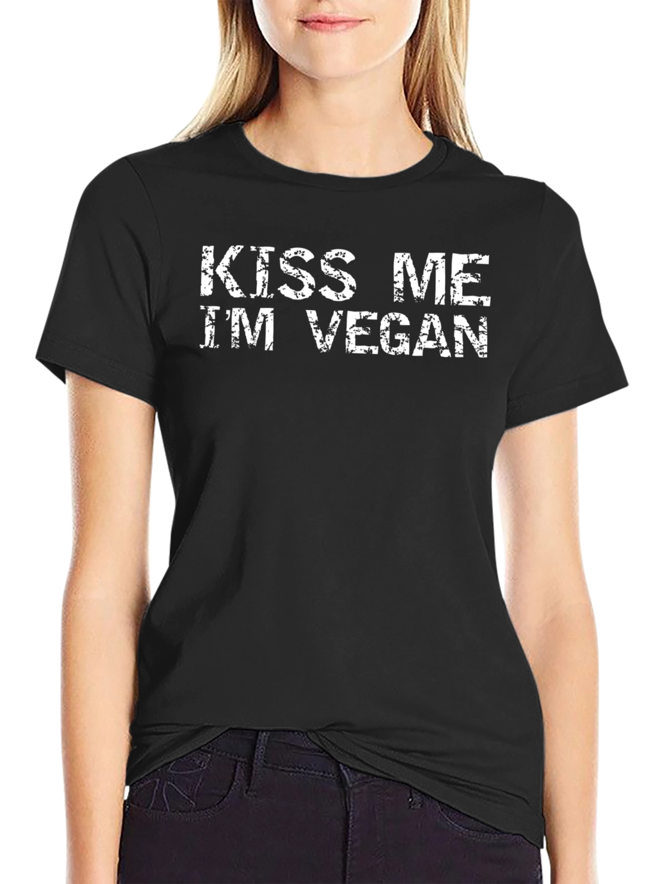Kiss Me Im Vegan Black Graphic Tee