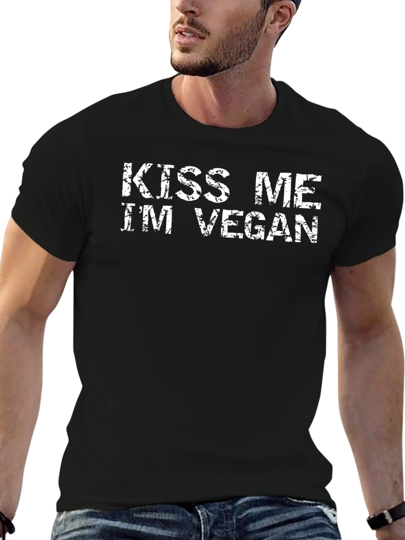 Kiss Me Im Vegan Black Graphic Tee