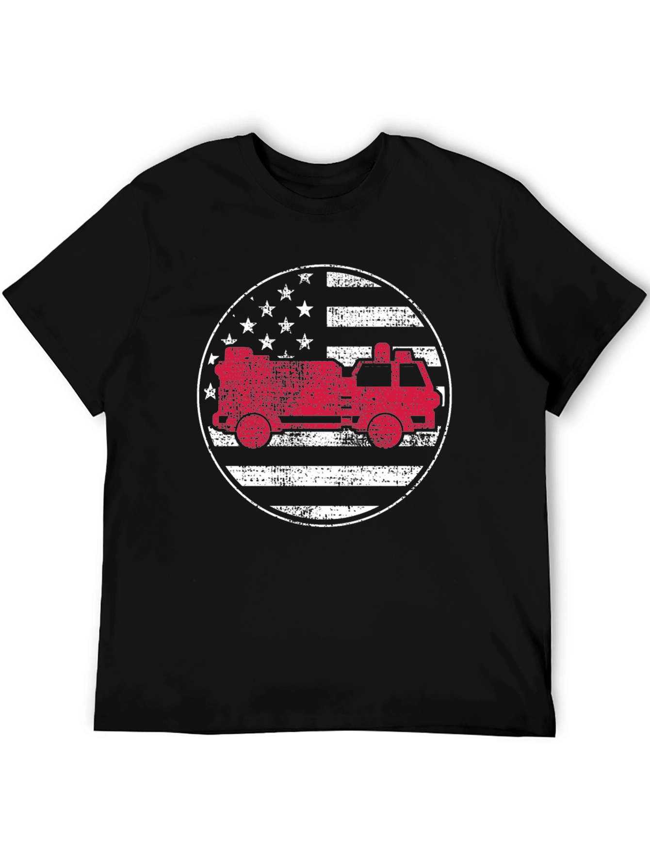 Fire Truck American Flag Graphic Tee