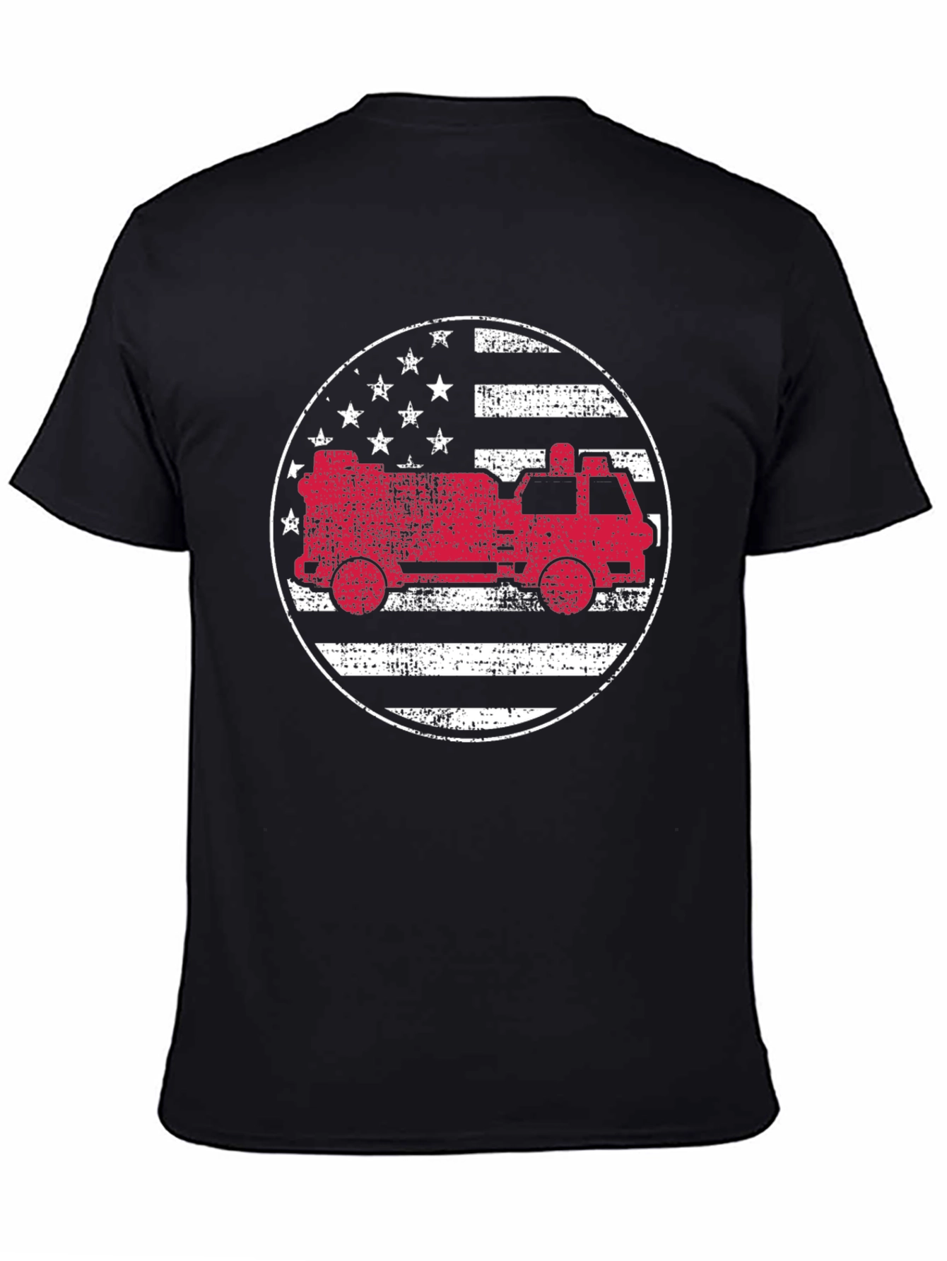 Fire Truck American Flag Graphic Tee