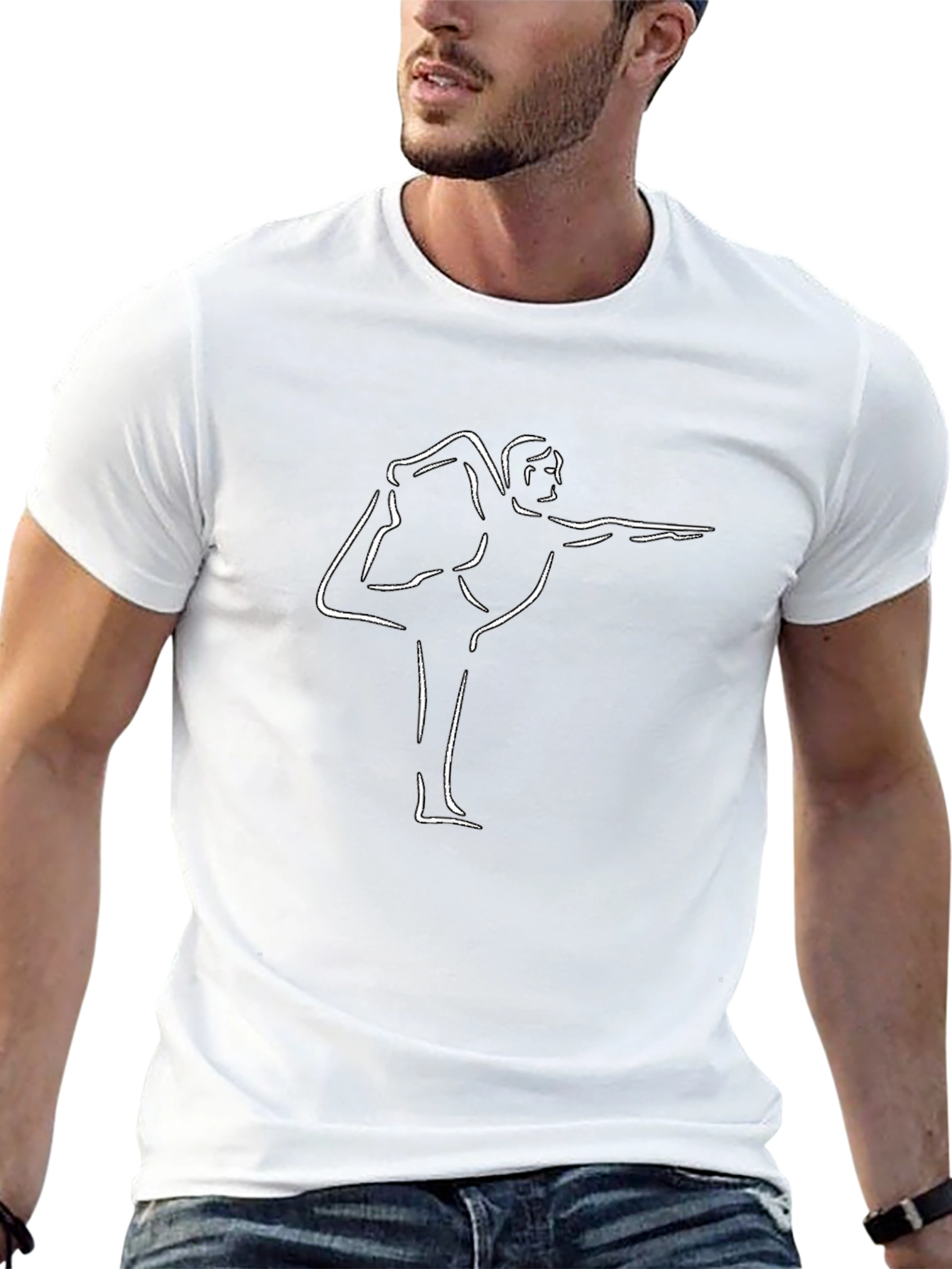 Mens Yoga Pose Graphic Black T-Shirt