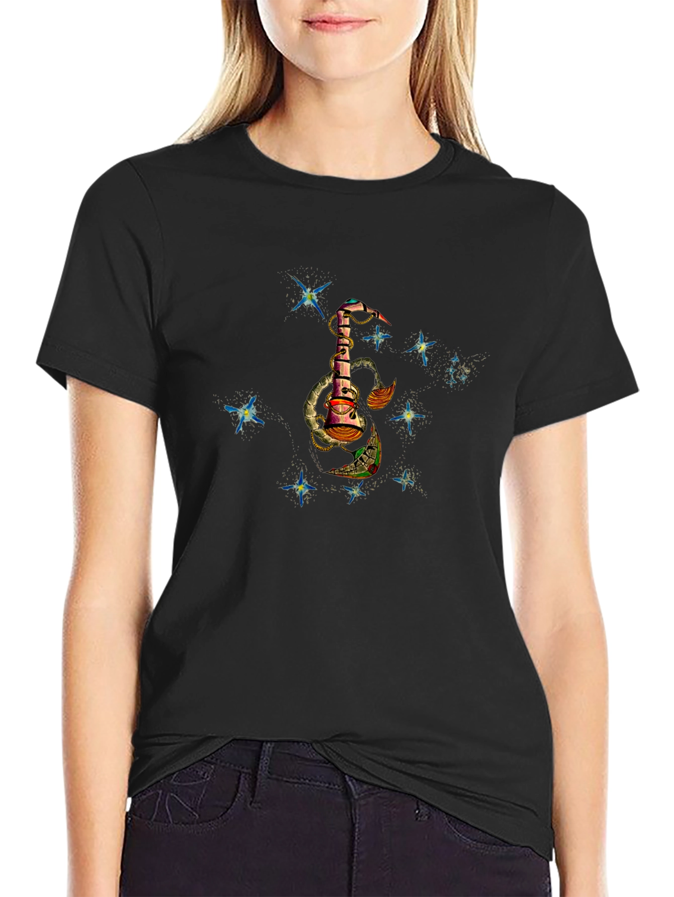 Celestial Dreamscape Black T-Shirt