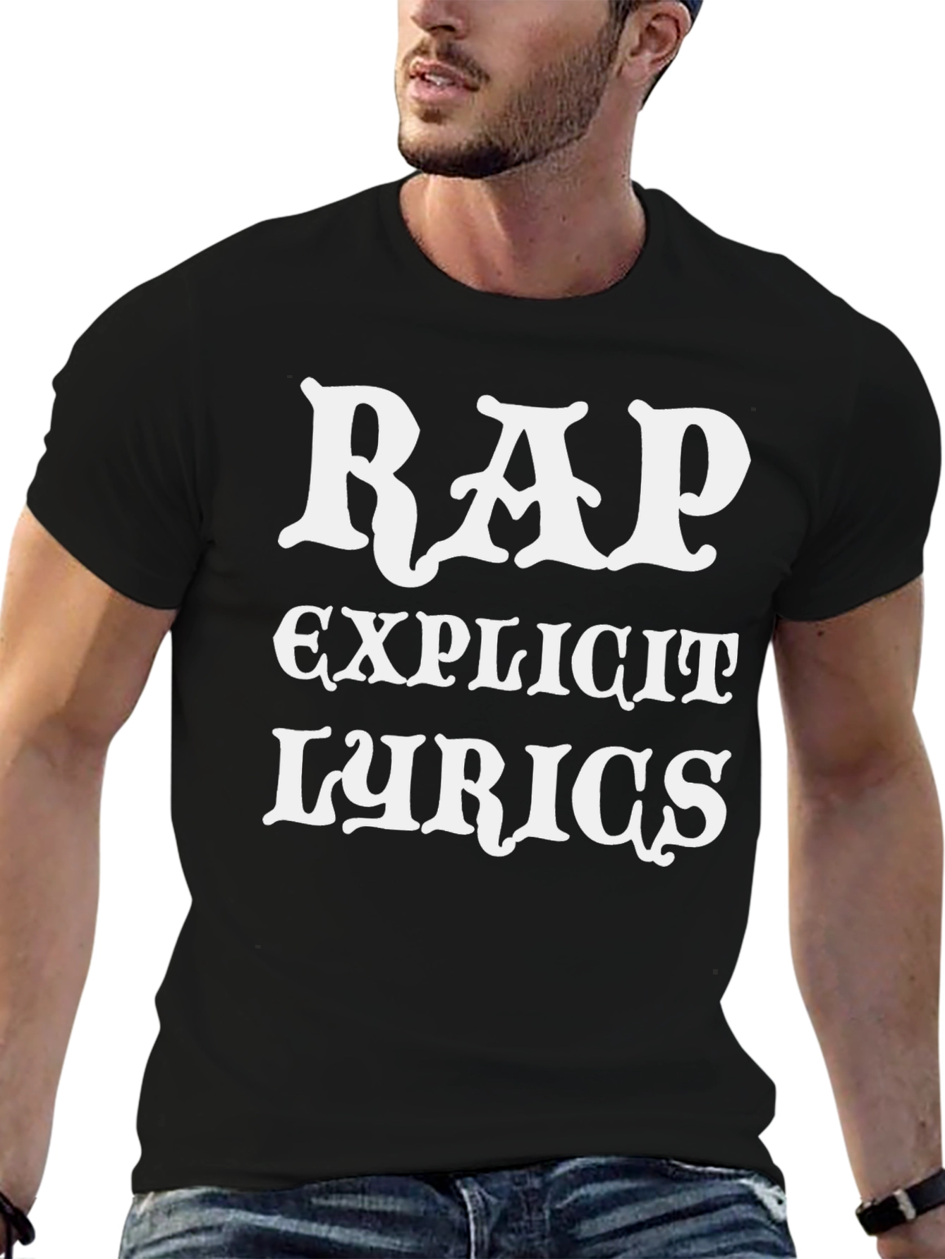 Rap Explicit Lyrics Black Graphic T-Shirt