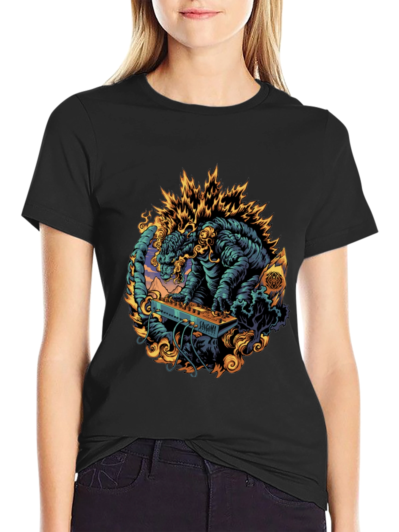 Godzilla DJ Graphic Tee - Black