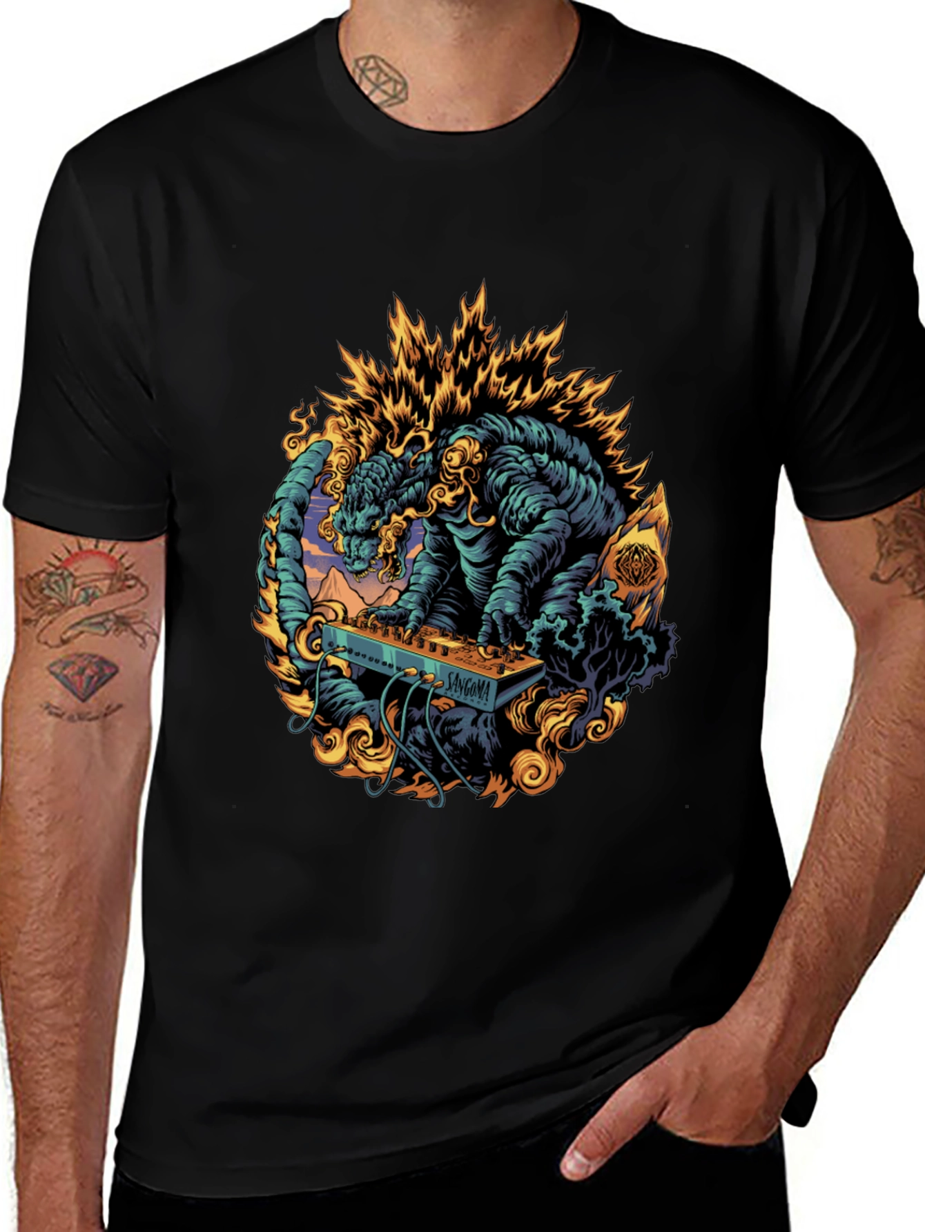 Godzilla DJ Graphic Tee - Black