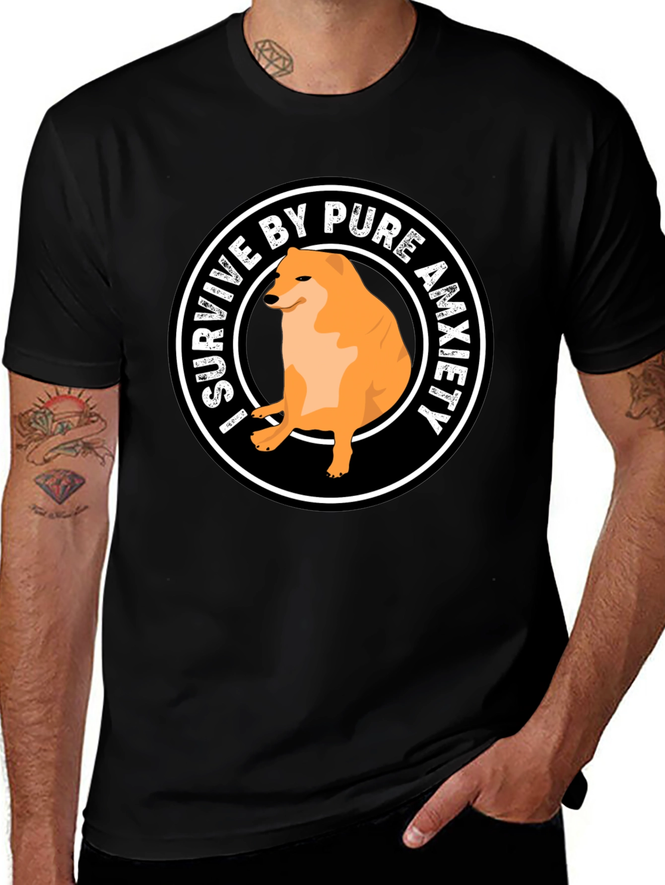 I Survive by Pure Anxiety Doge Meme Graphic Tee