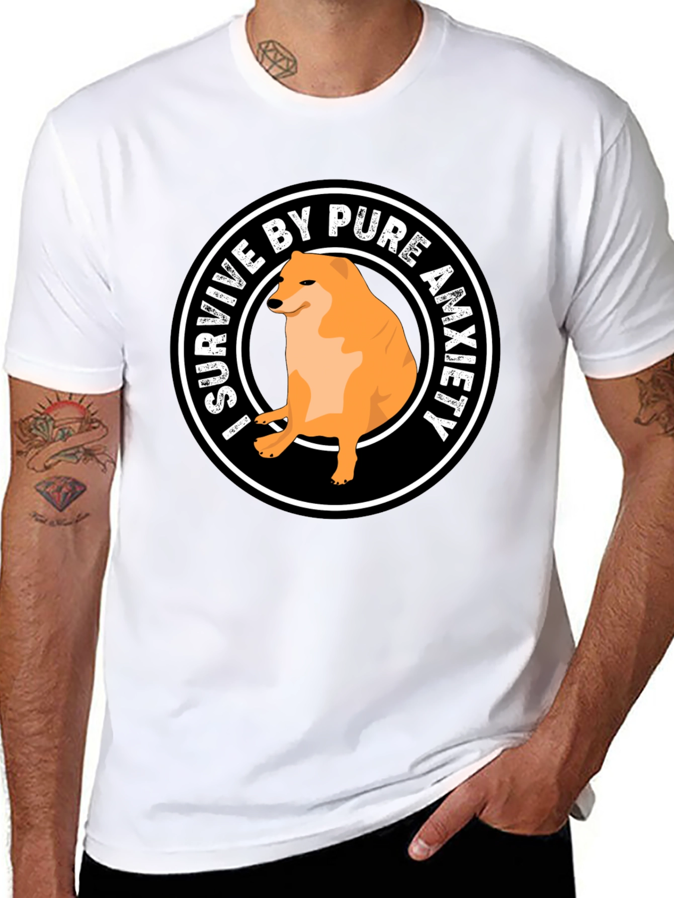 I Survive by Pure Anxiety Doge Meme Graphic Tee