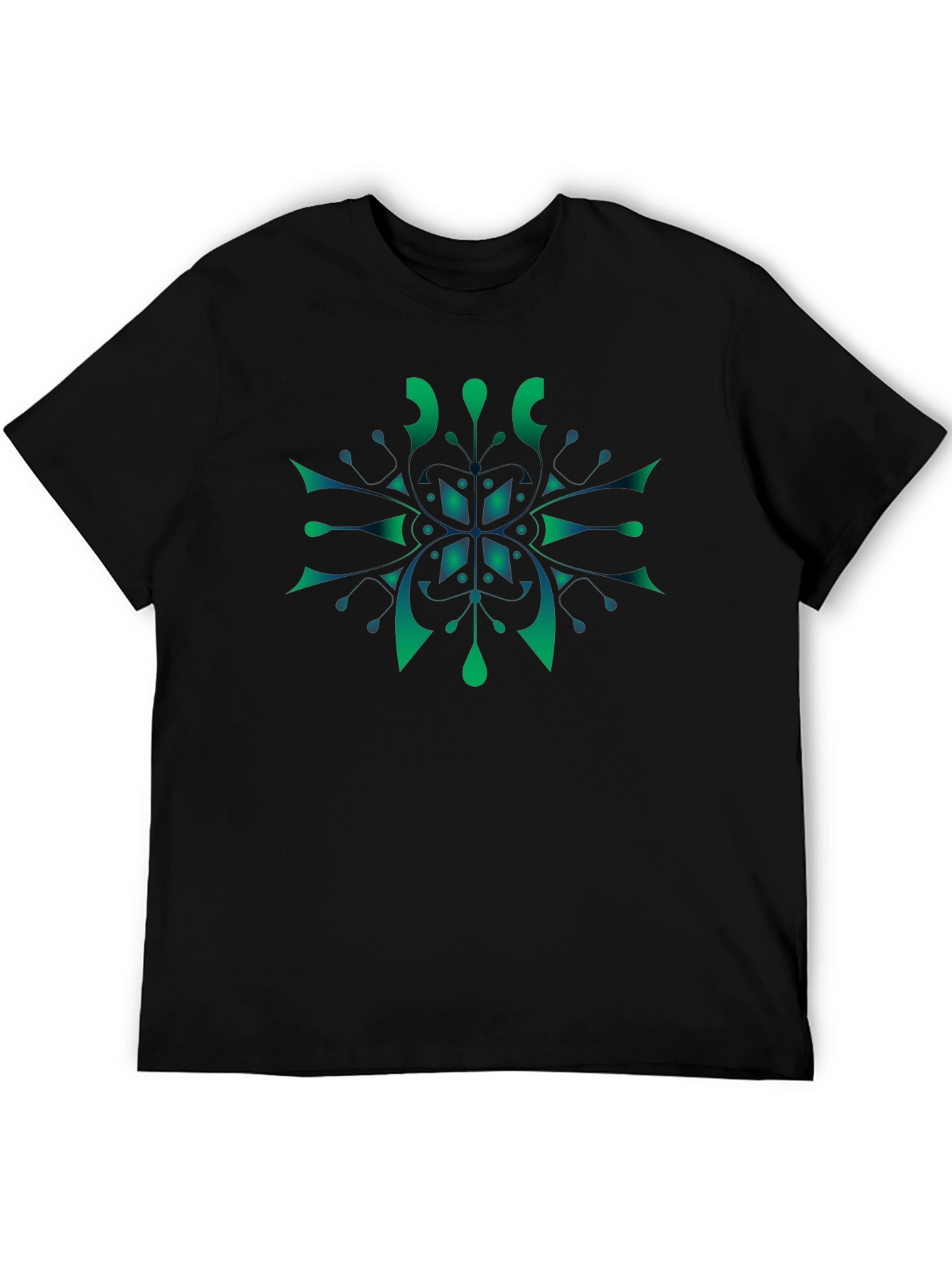 Abstract Green Snowflake Graphic Tee