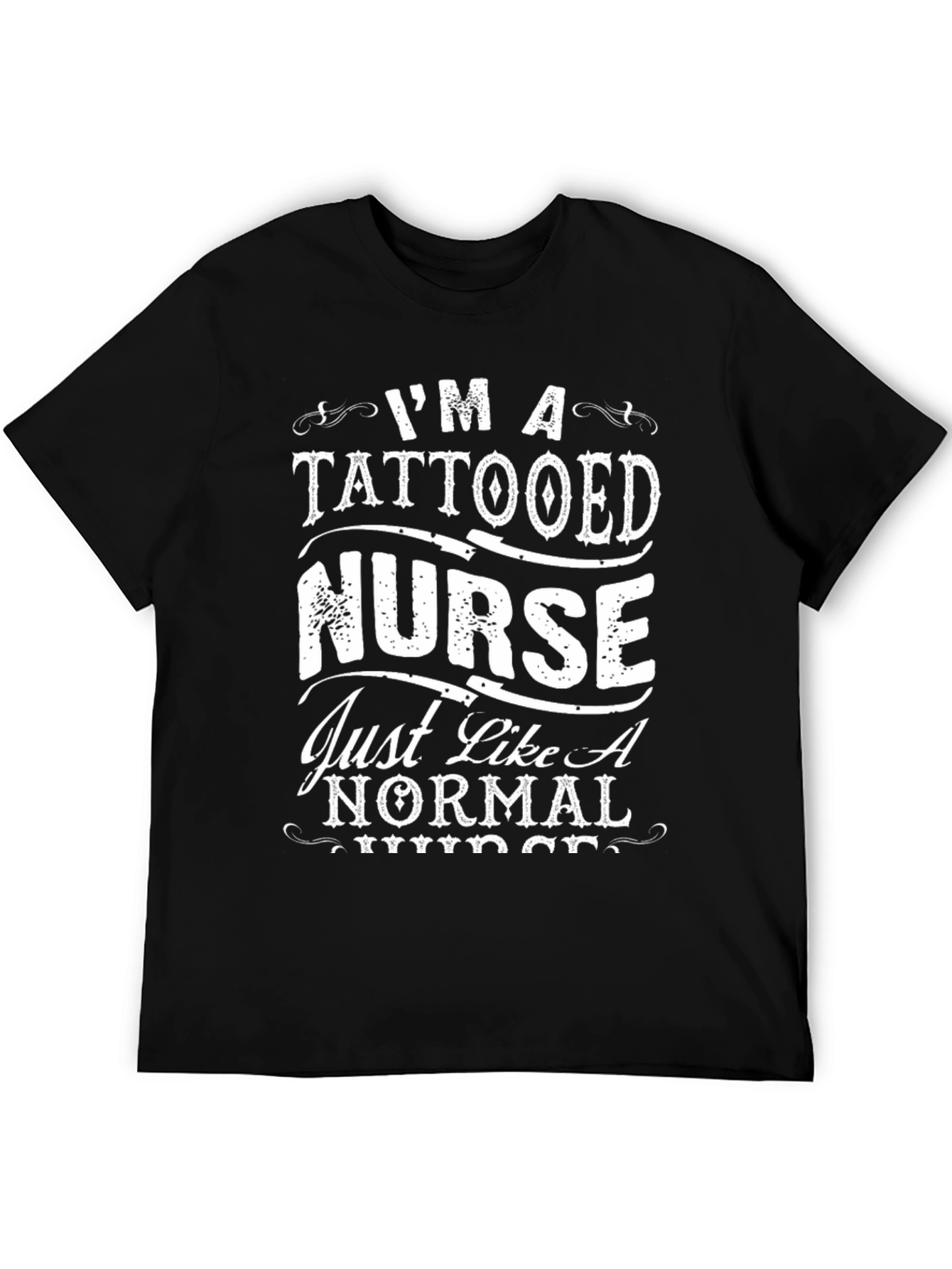 Tattooed Nurse Graphic Tee - Black Cotton Comfort