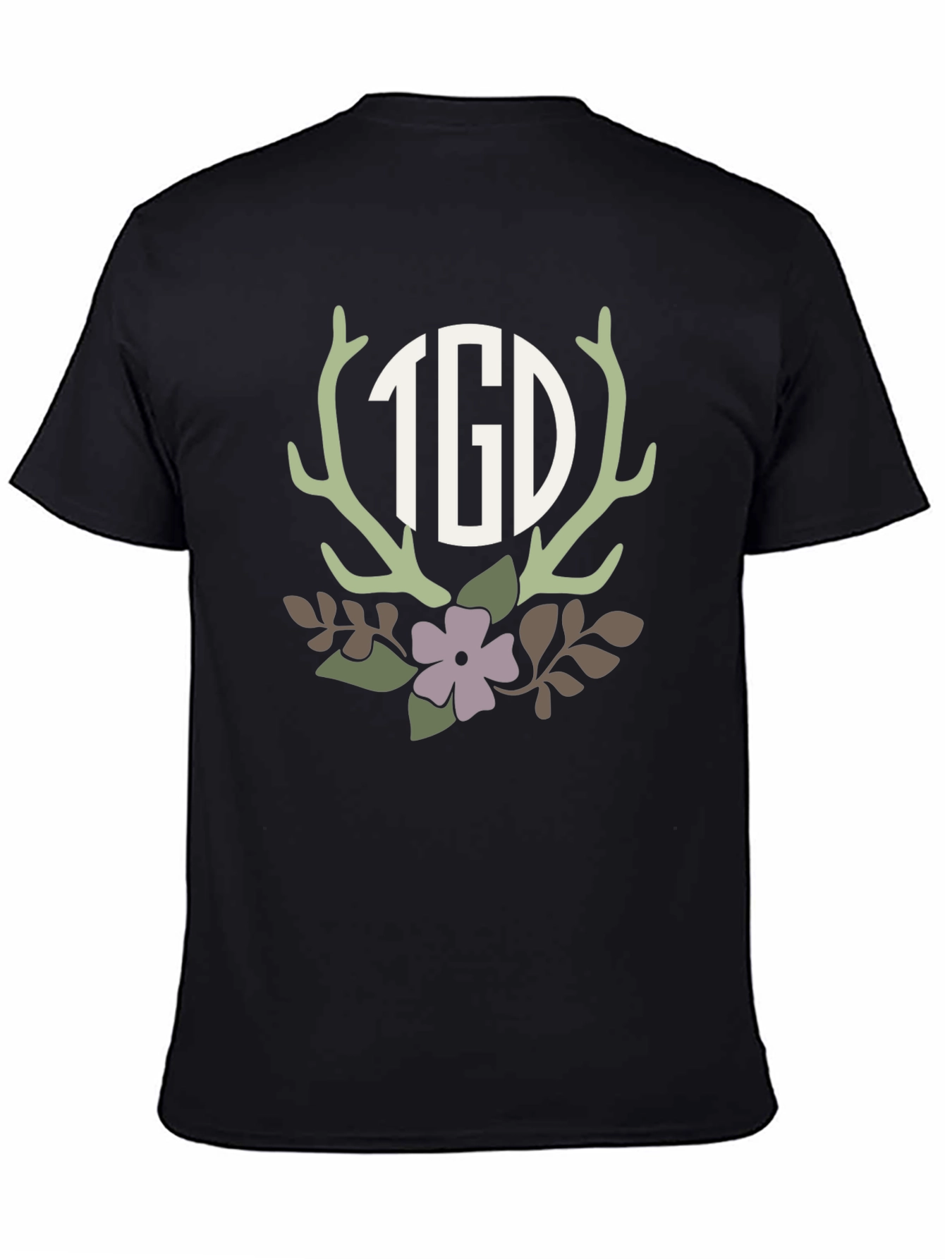 Floral Antler Initial Monogram T-Shirt