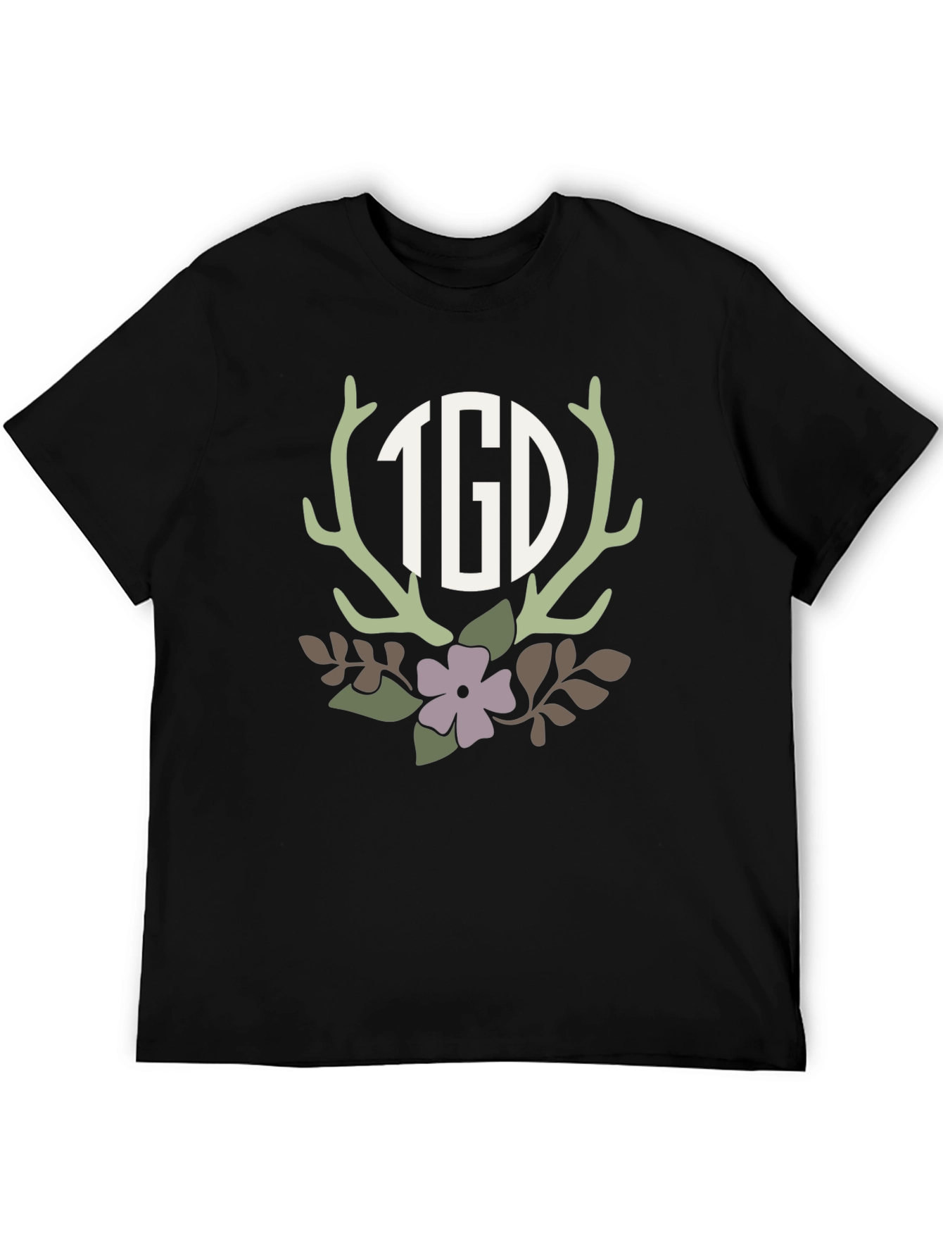 Floral Antler Initial Monogram T-Shirt