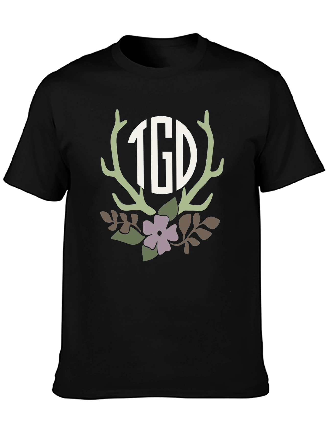 Floral Antler Initial Monogram T-Shirt