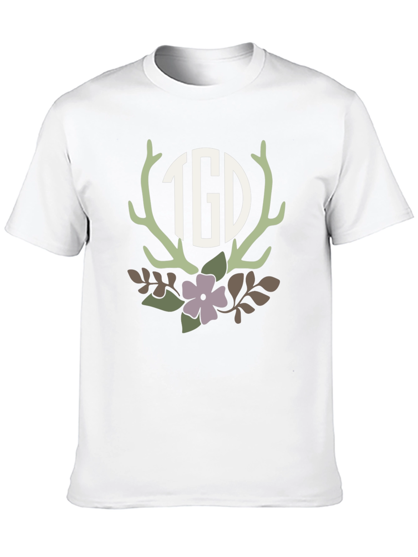 Floral Antler Initial Monogram T-Shirt