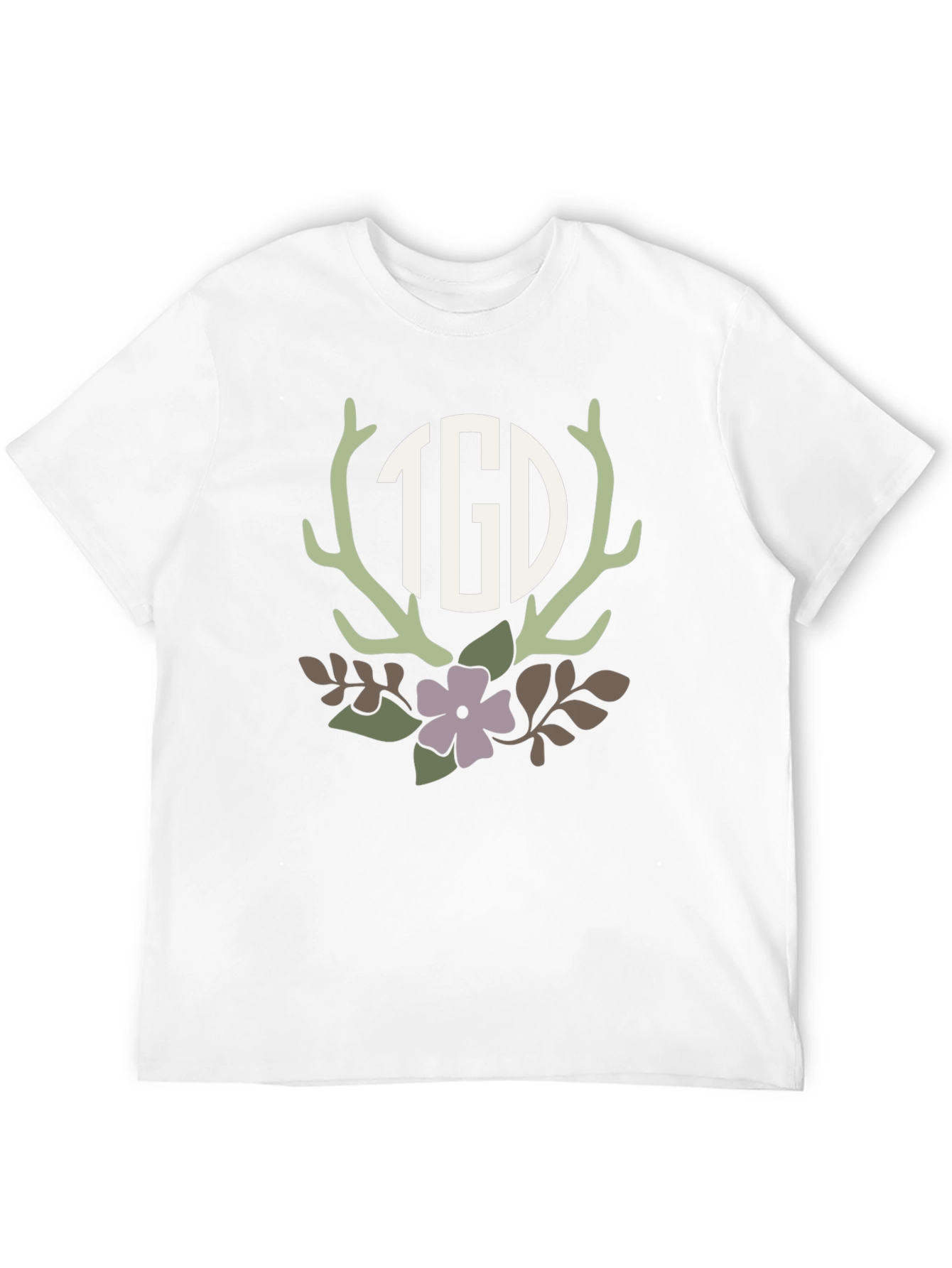Floral Antler Initial Monogram T-Shirt
