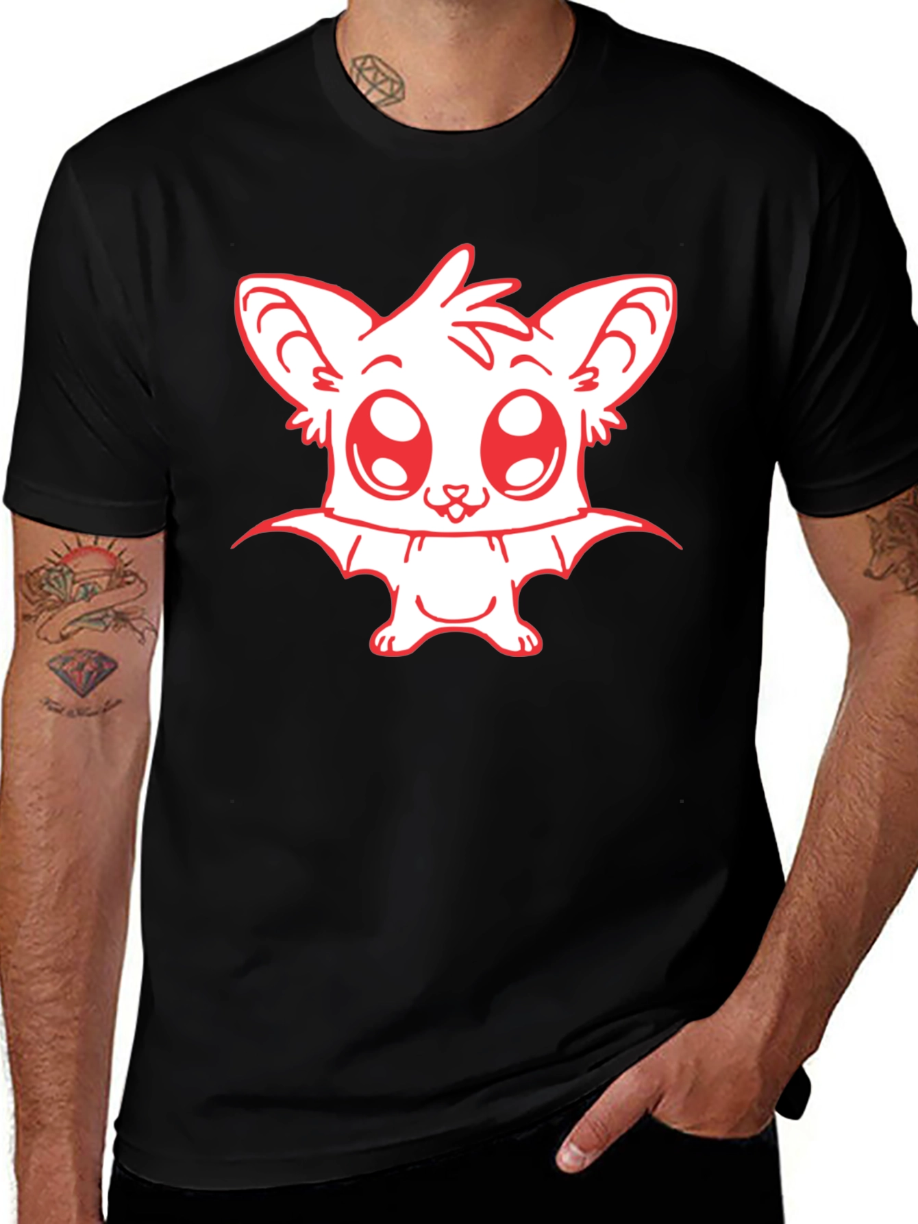Cute Bat Graphic Tee - Black Unisex T-Shirt