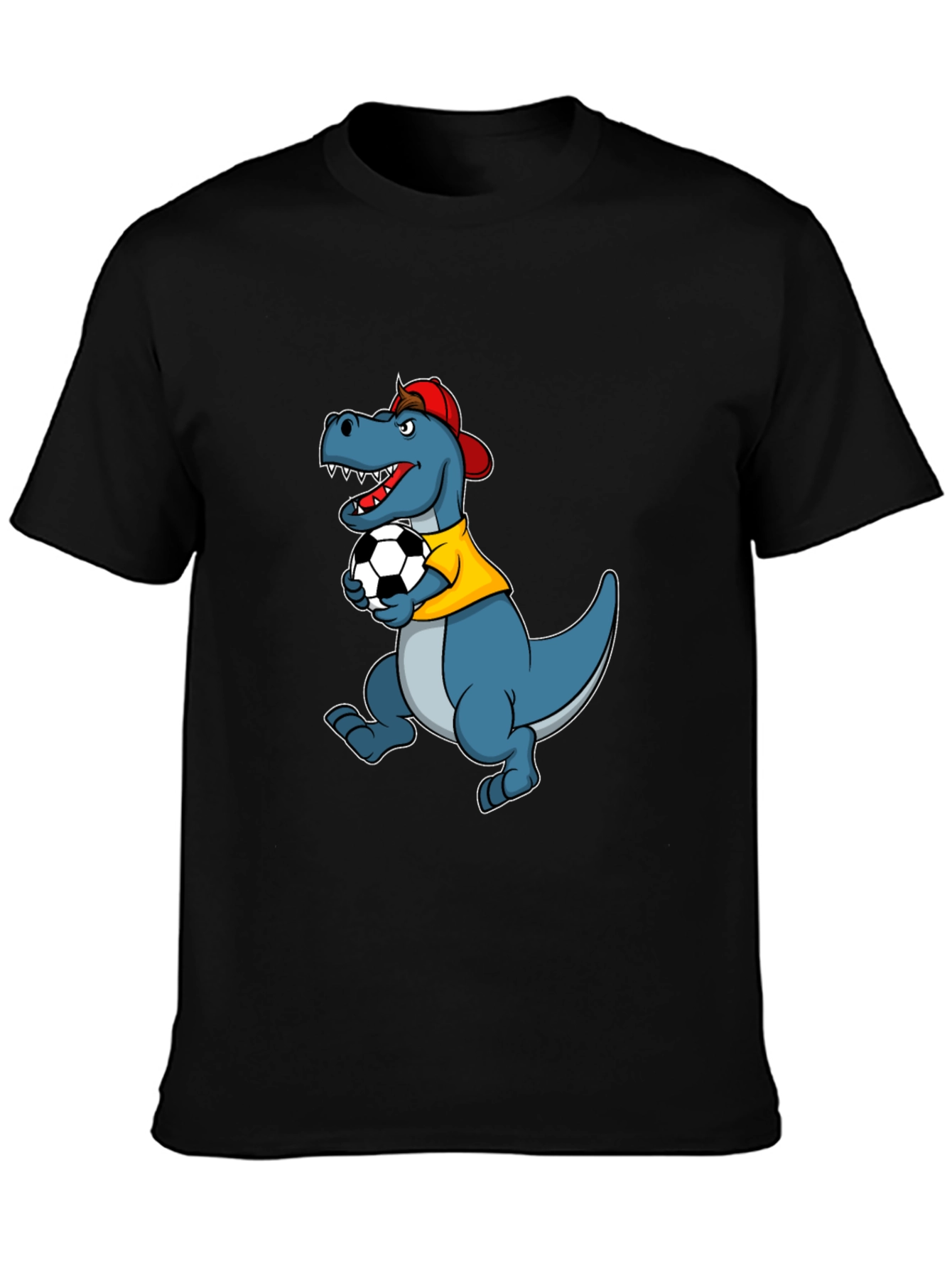 Dino Soccer T-Shirt - Black Cotton Tee