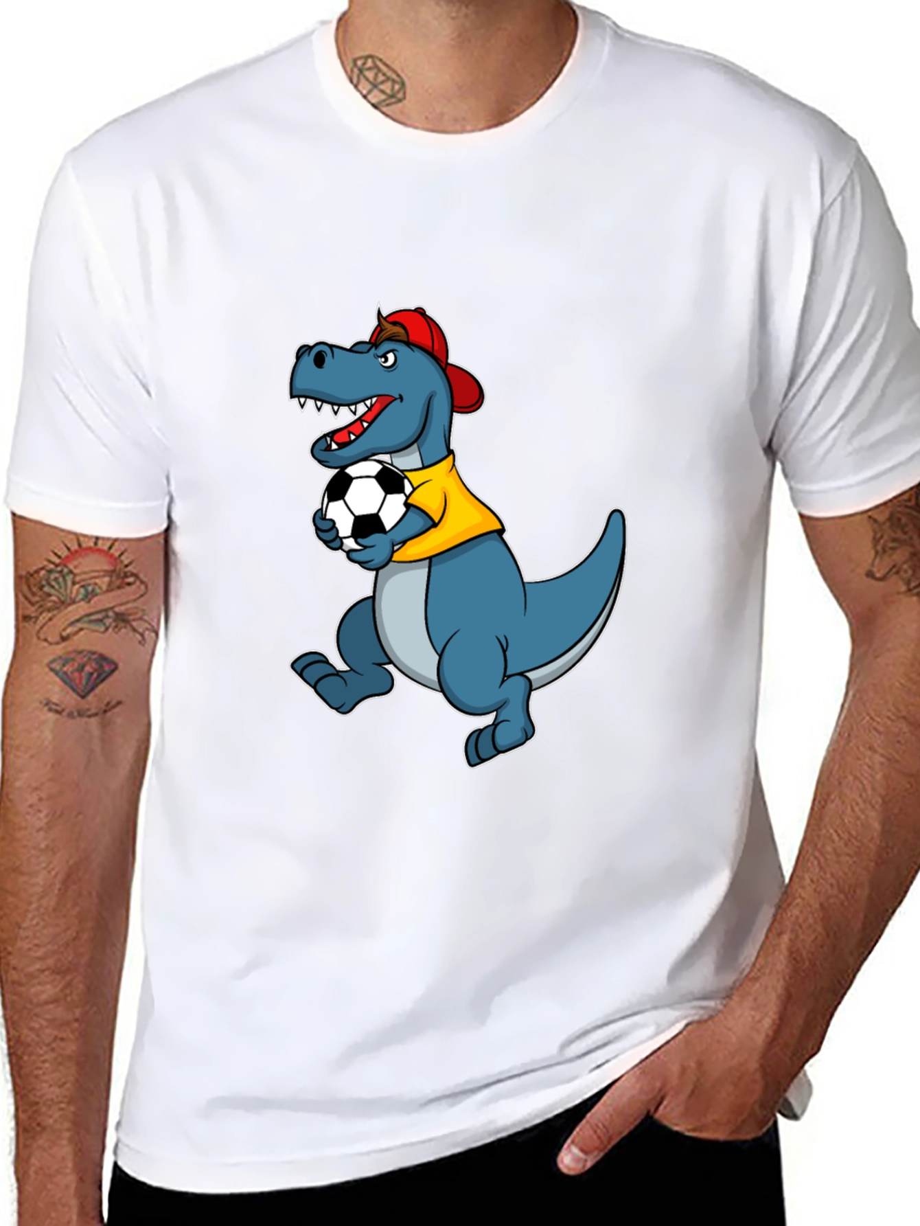 Dino Soccer T-Shirt - Black Cotton Tee