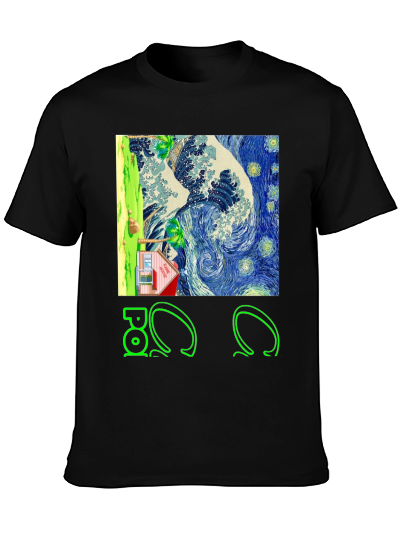Artistic Graphic Tee - Wave & House