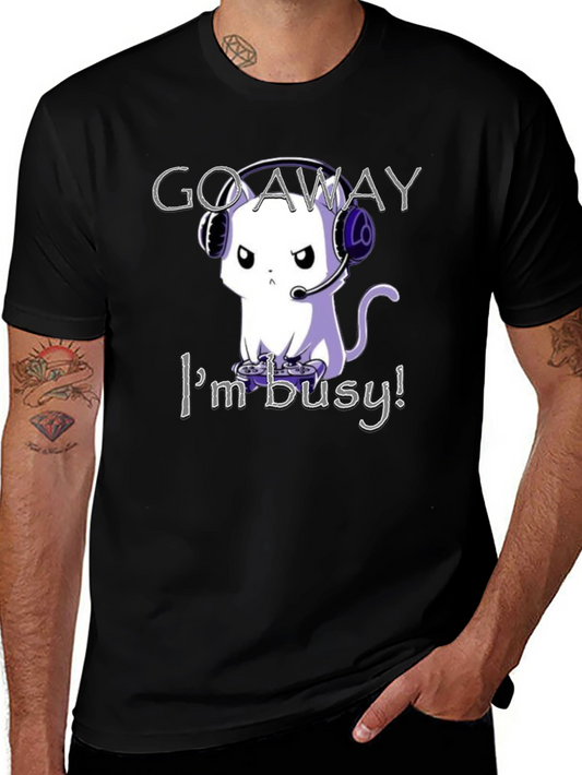 Gamer Cat T-Shirt - Go Away Im Busy!