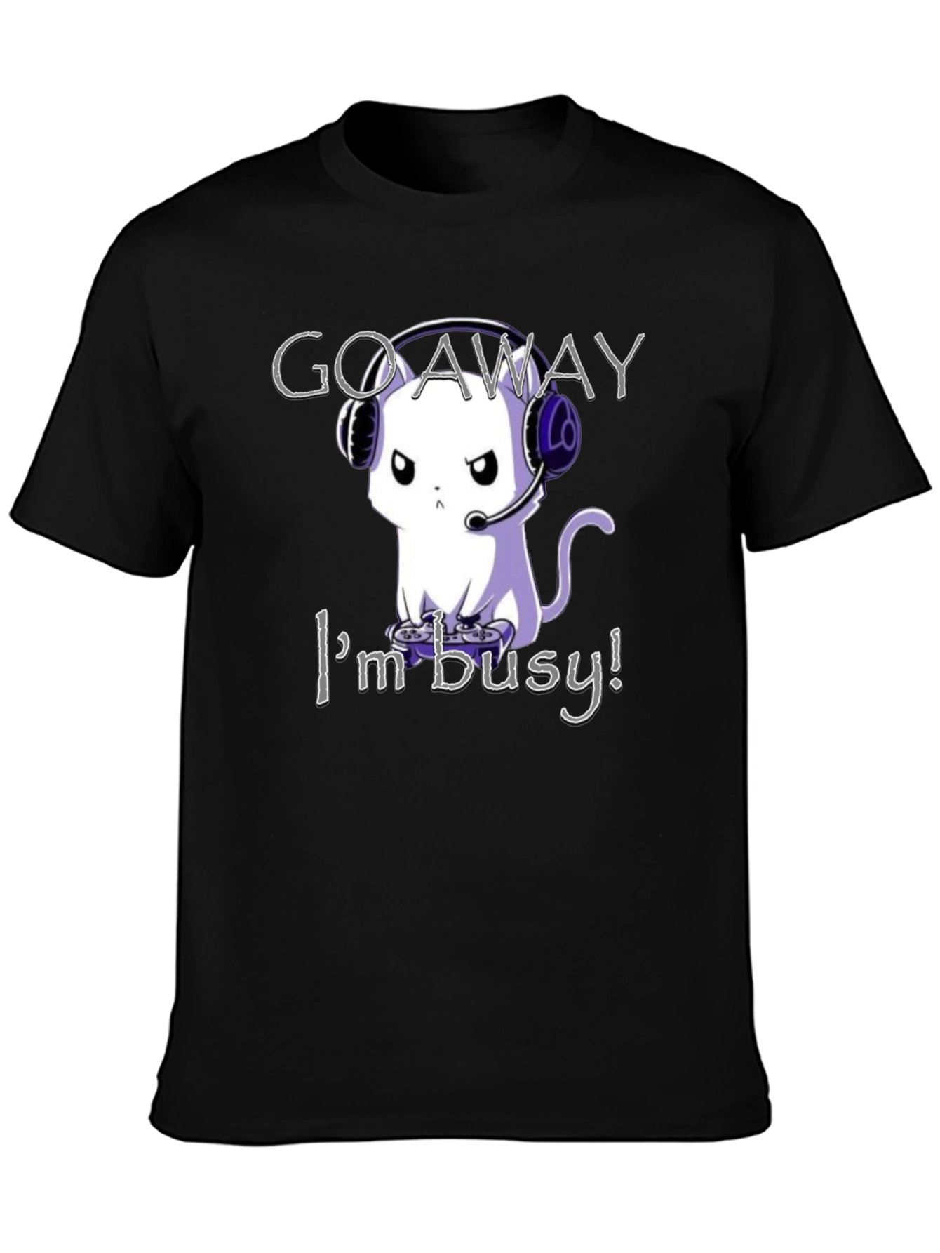 Gamer Cat T-Shirt - Go Away Im Busy!