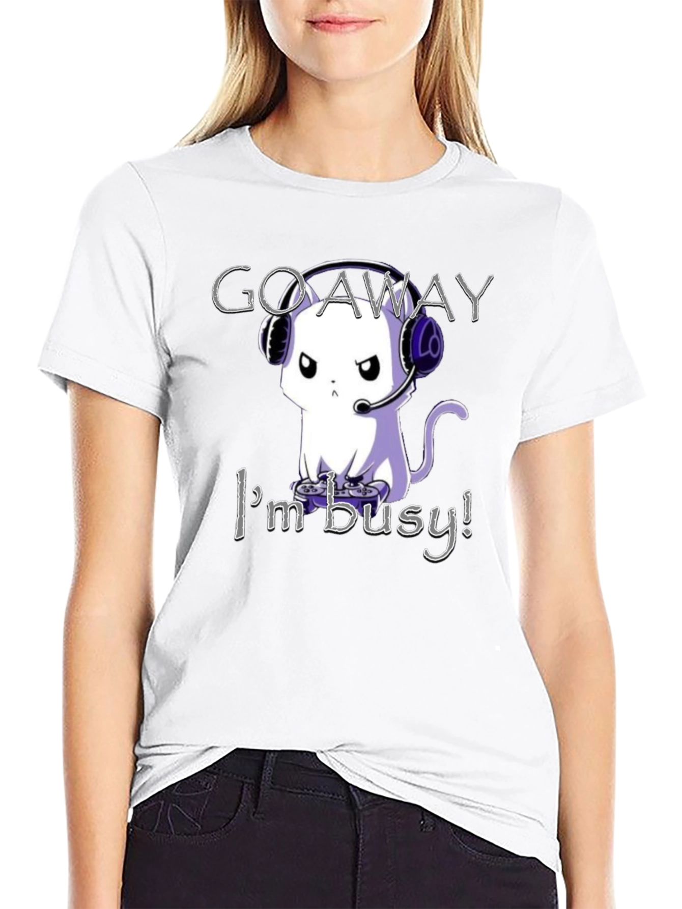 Gamer Cat T-Shirt - Go Away Im Busy!