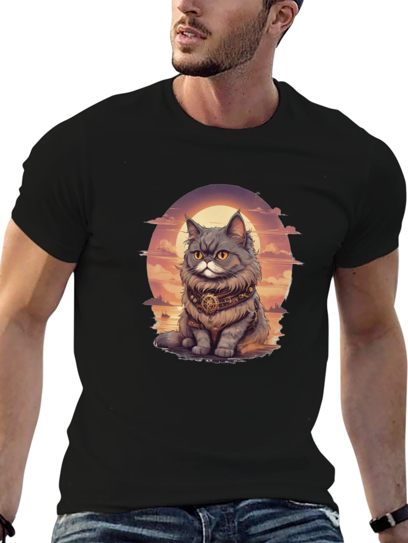 Steampunk Cat T-Shirt - Unique Graphic Tee