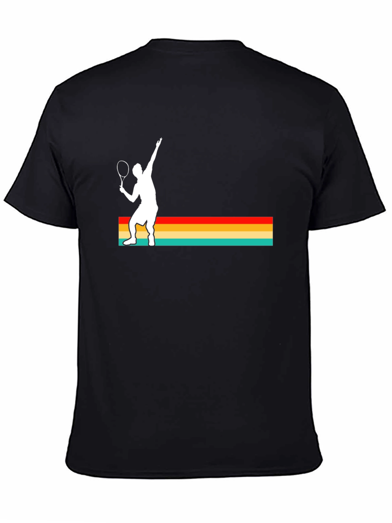 Retro Tennis Player Graphic Tee - Black