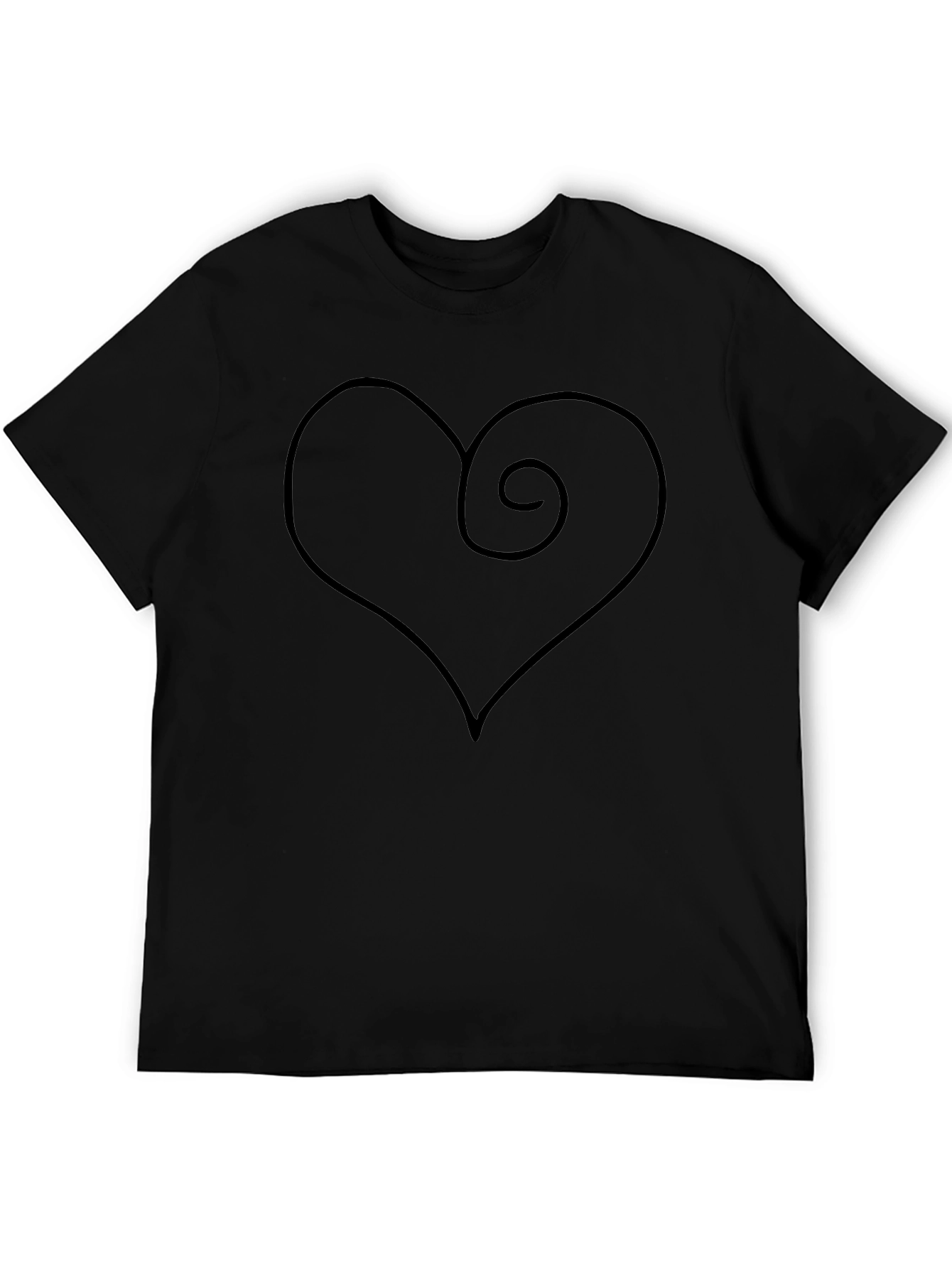 Heart Spiral Graphic Black T-Shirt