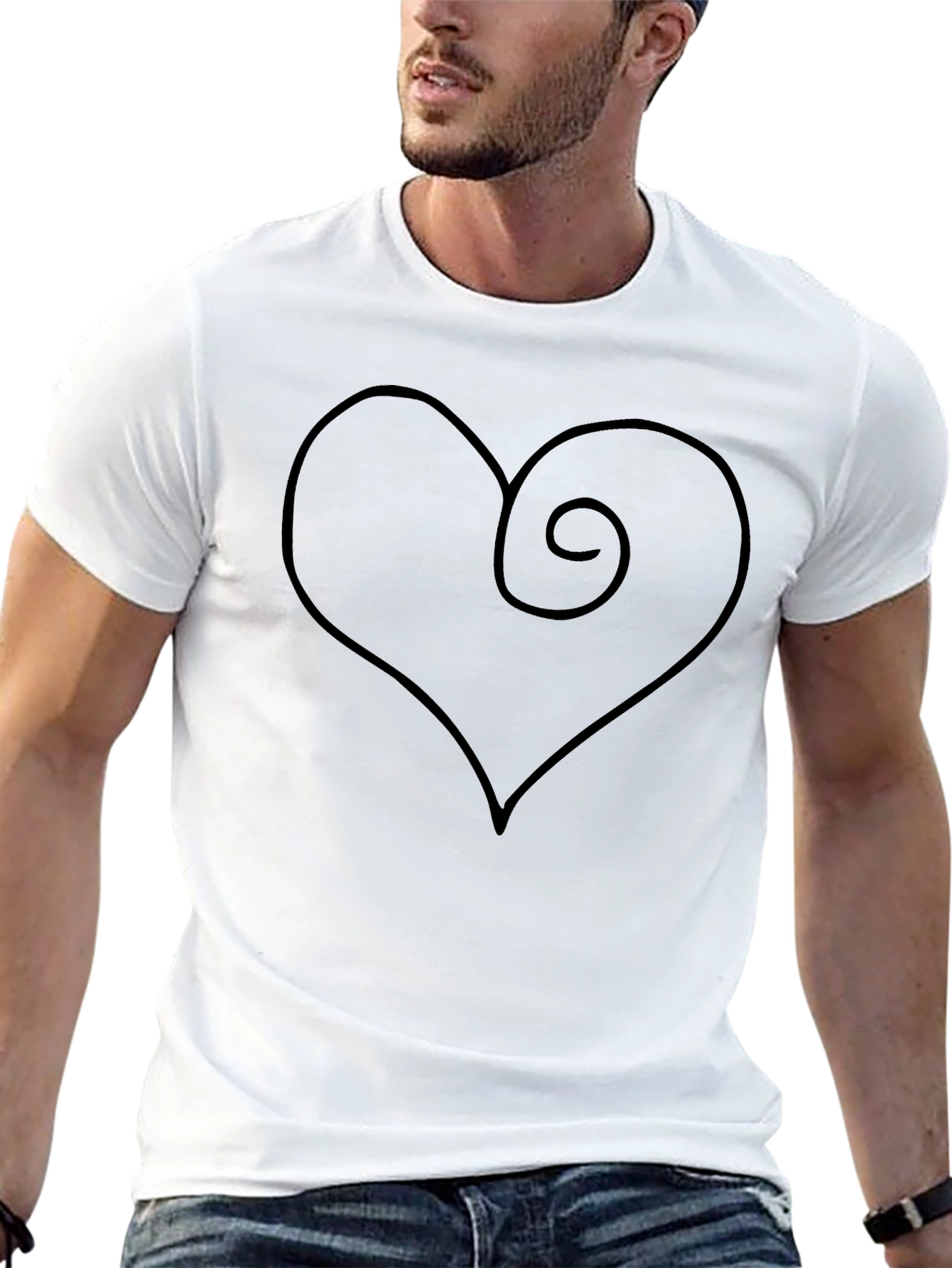 Heart Spiral Graphic Black T-Shirt