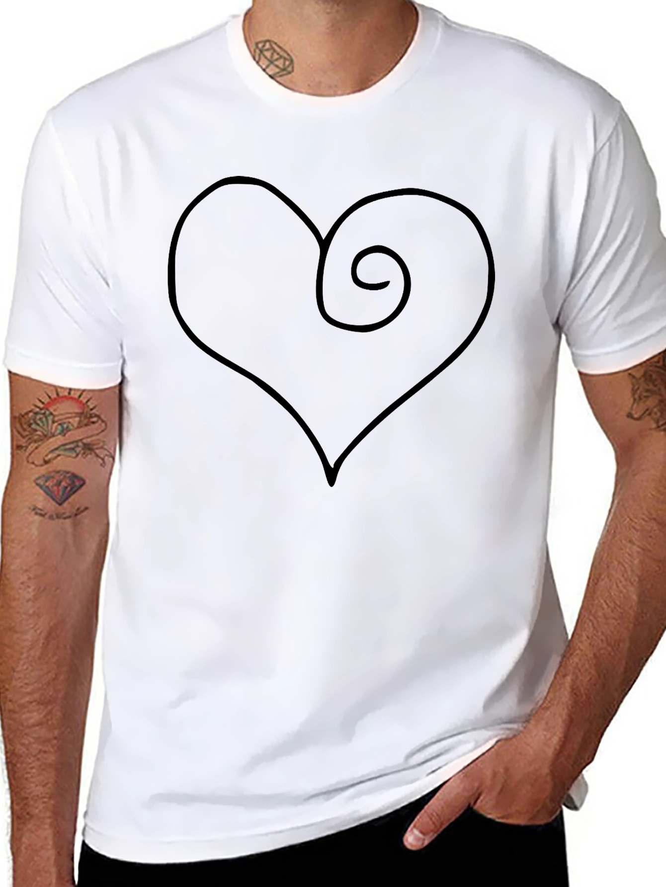 Heart Spiral Graphic Black T-Shirt