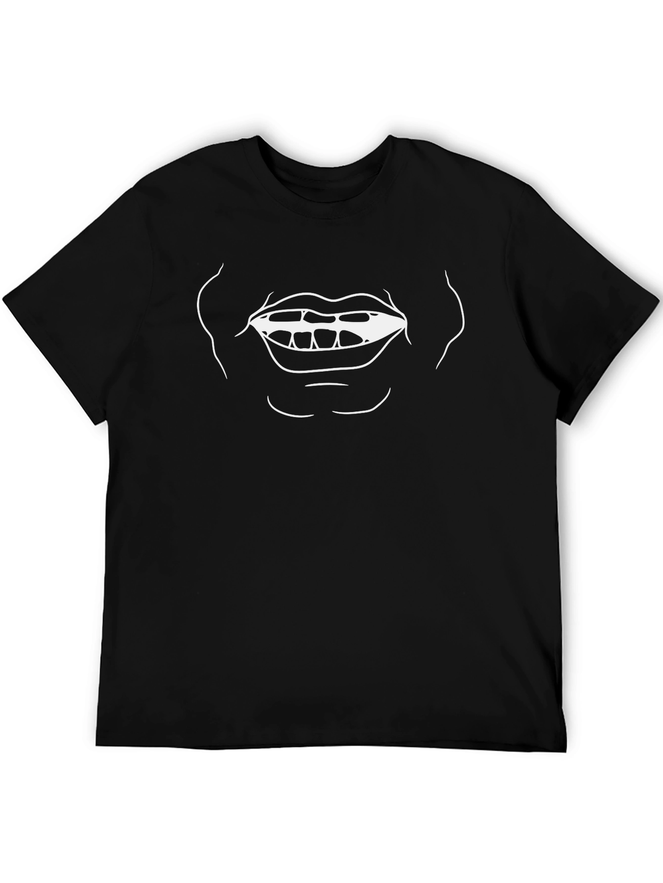 Funny Mouth Graphic Black T-Shirt - Novelty Tee