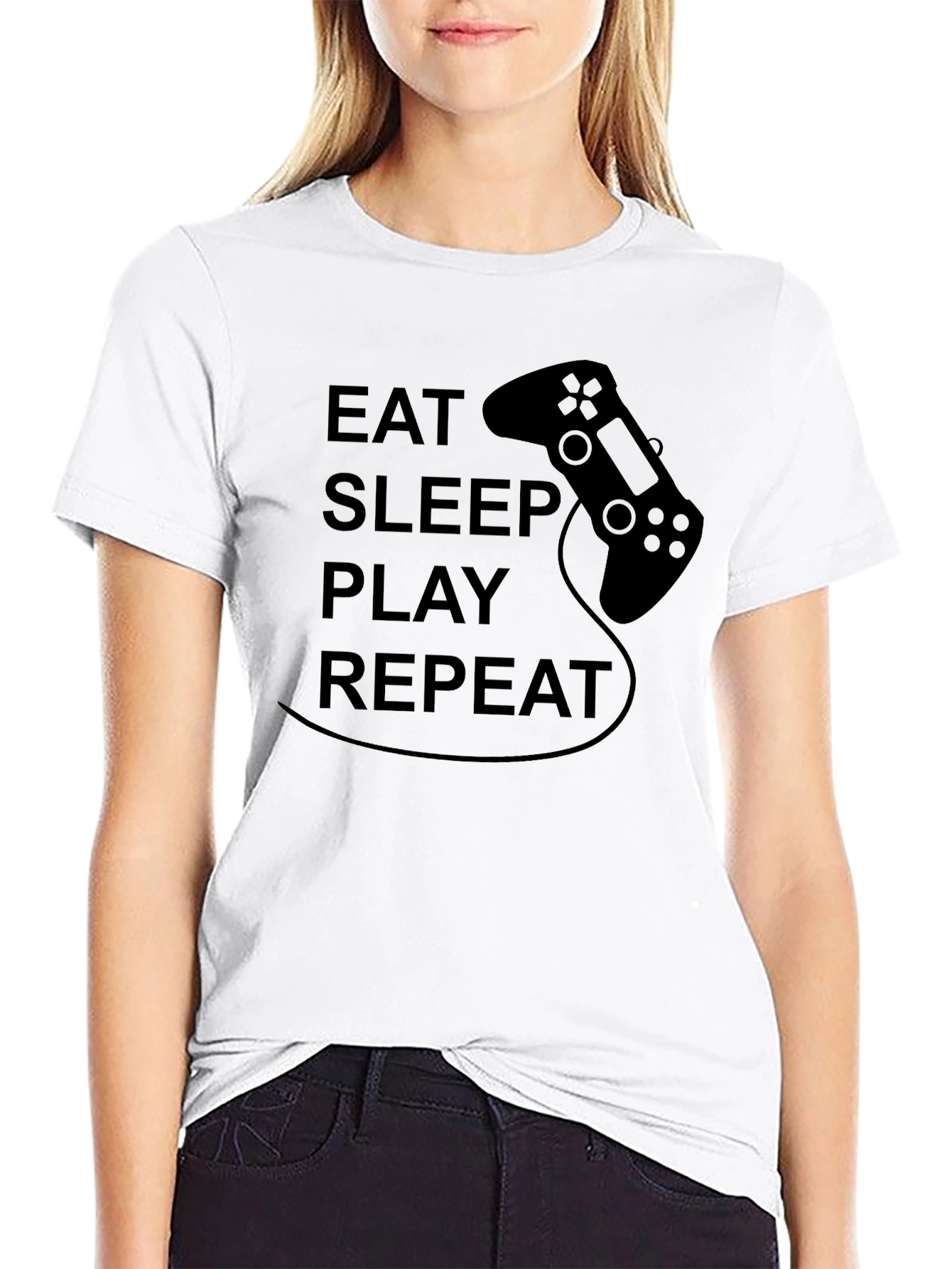 Eat Sleep Play Repeat Black Gamer T-Shirt