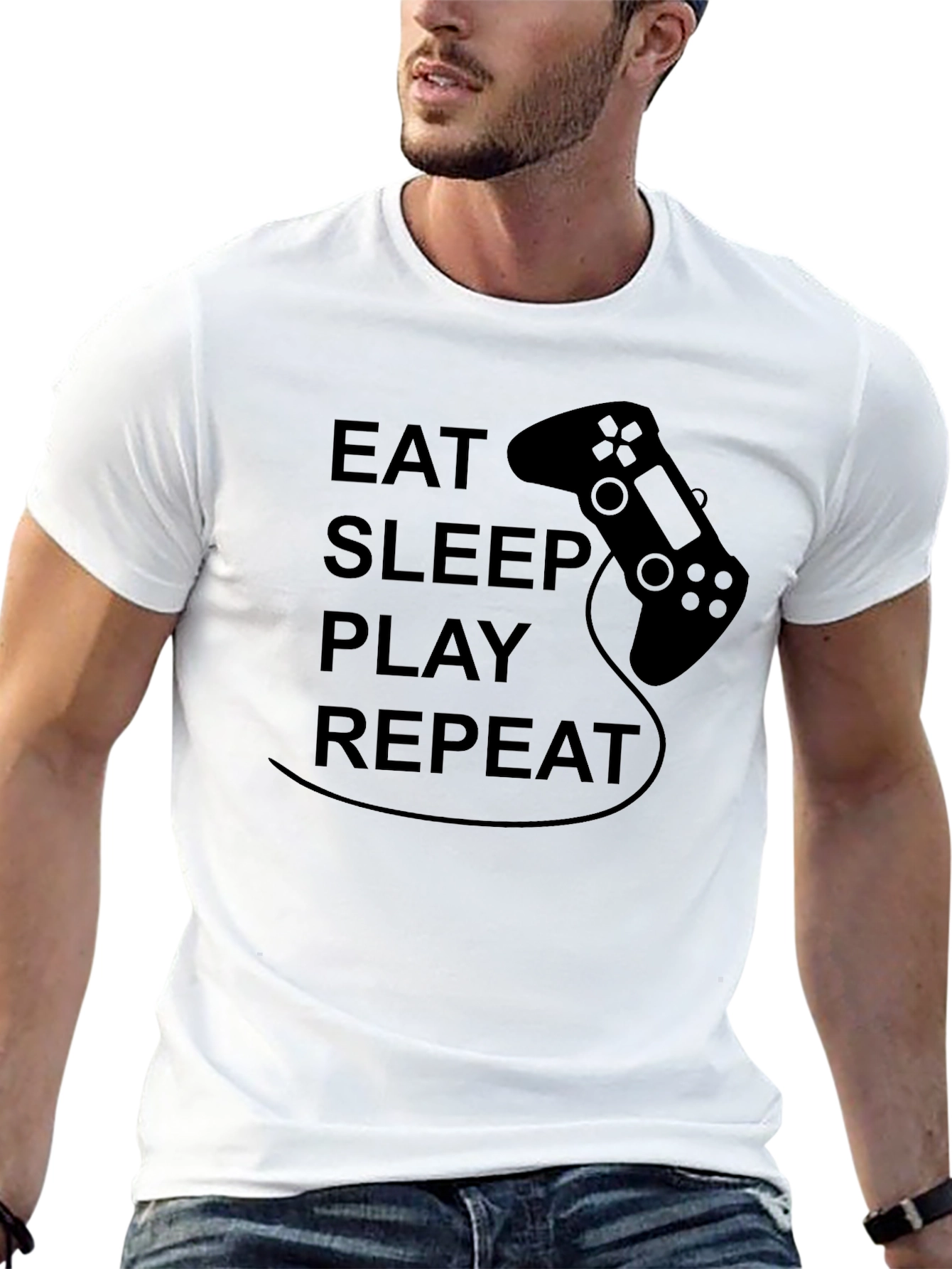Eat Sleep Play Repeat Black Gamer T-Shirt