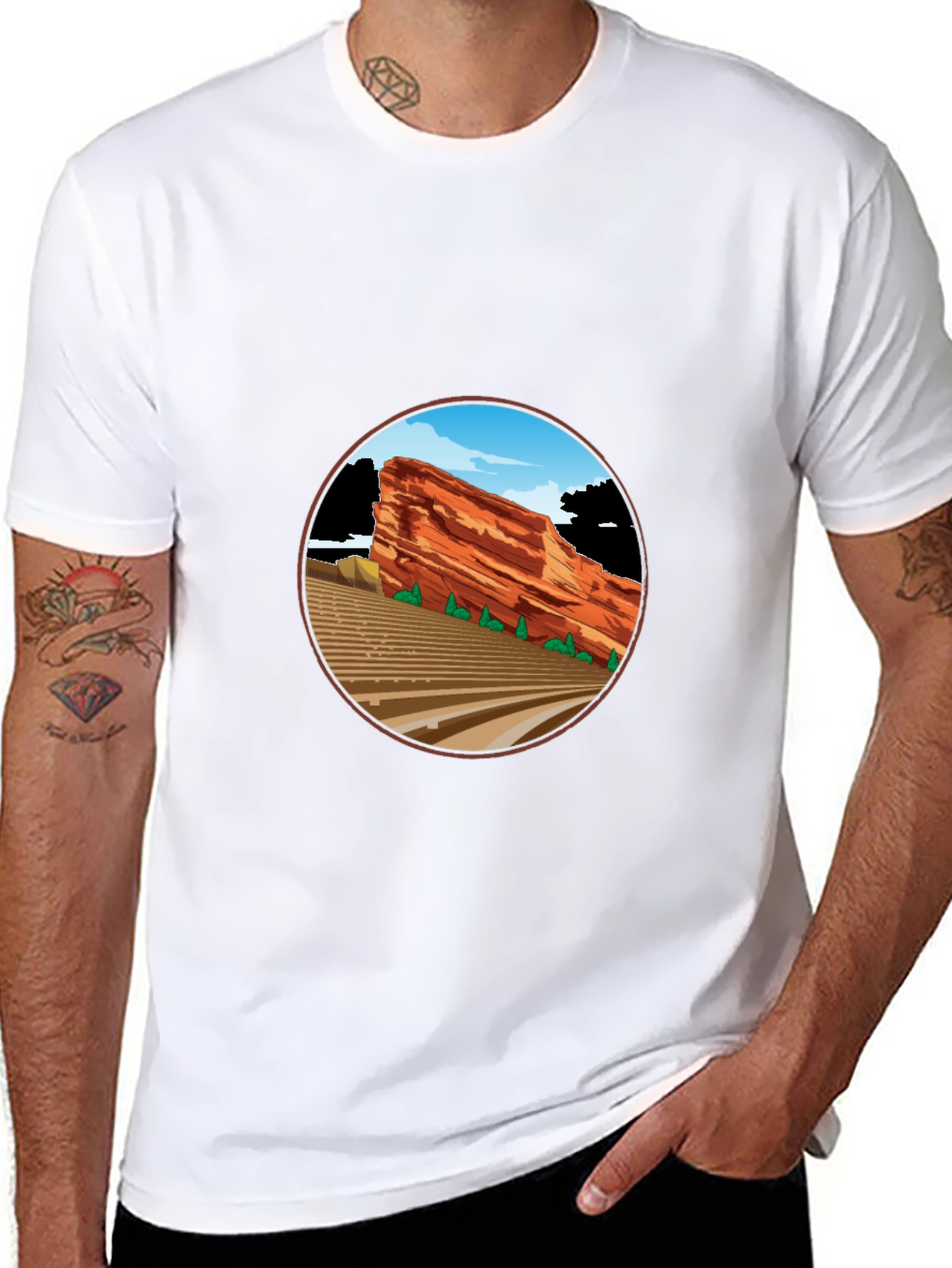Red Rocks Amphitheater Graphic Tee - Black Cotton