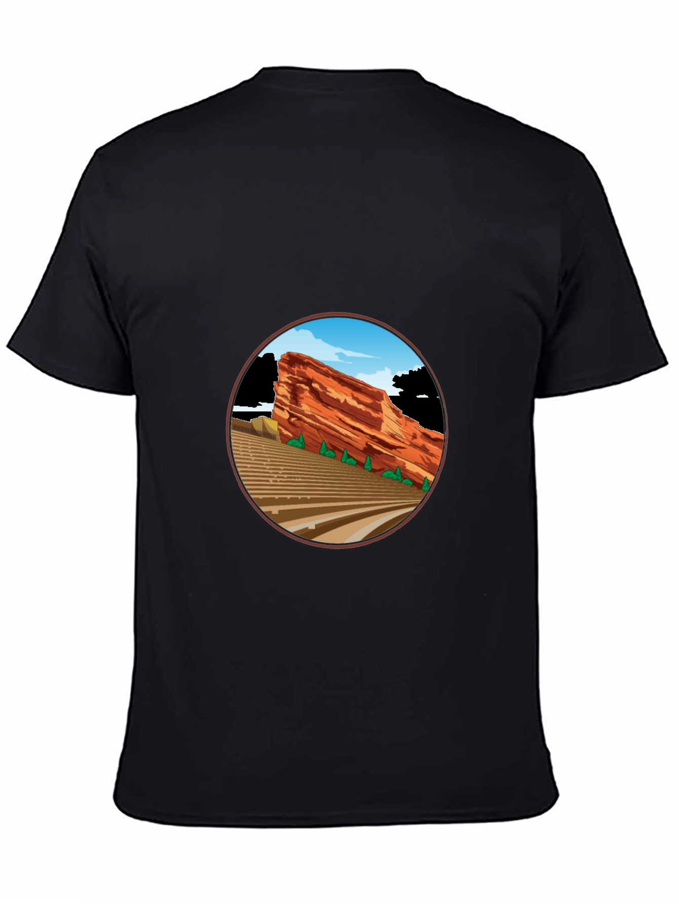 Red Rocks Amphitheater Graphic Tee - Black Cotton