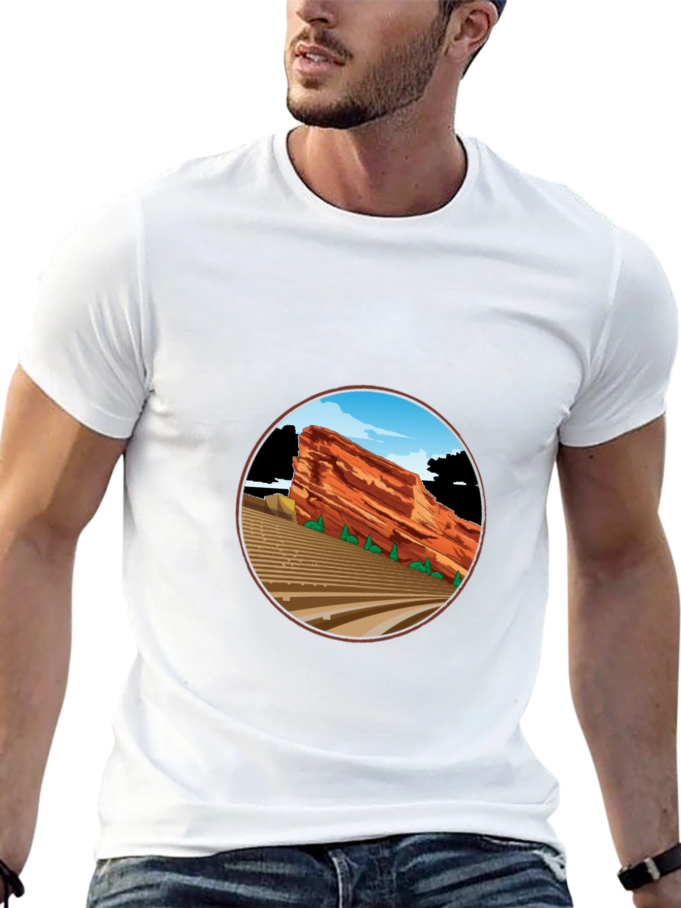 Red Rocks Amphitheater Graphic Tee - Black Cotton