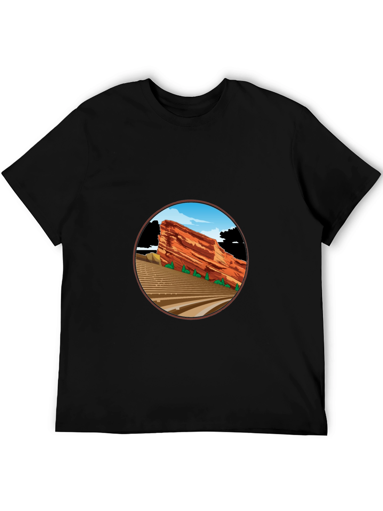 Red Rocks Amphitheater Graphic Tee - Black Cotton