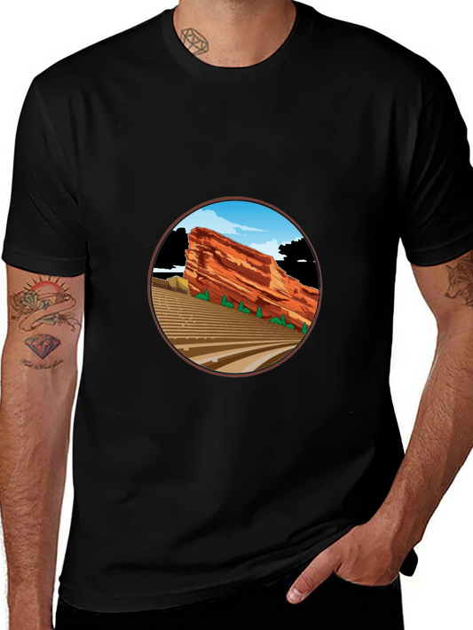 Red Rocks Amphitheater Graphic Tee - Black Cotton