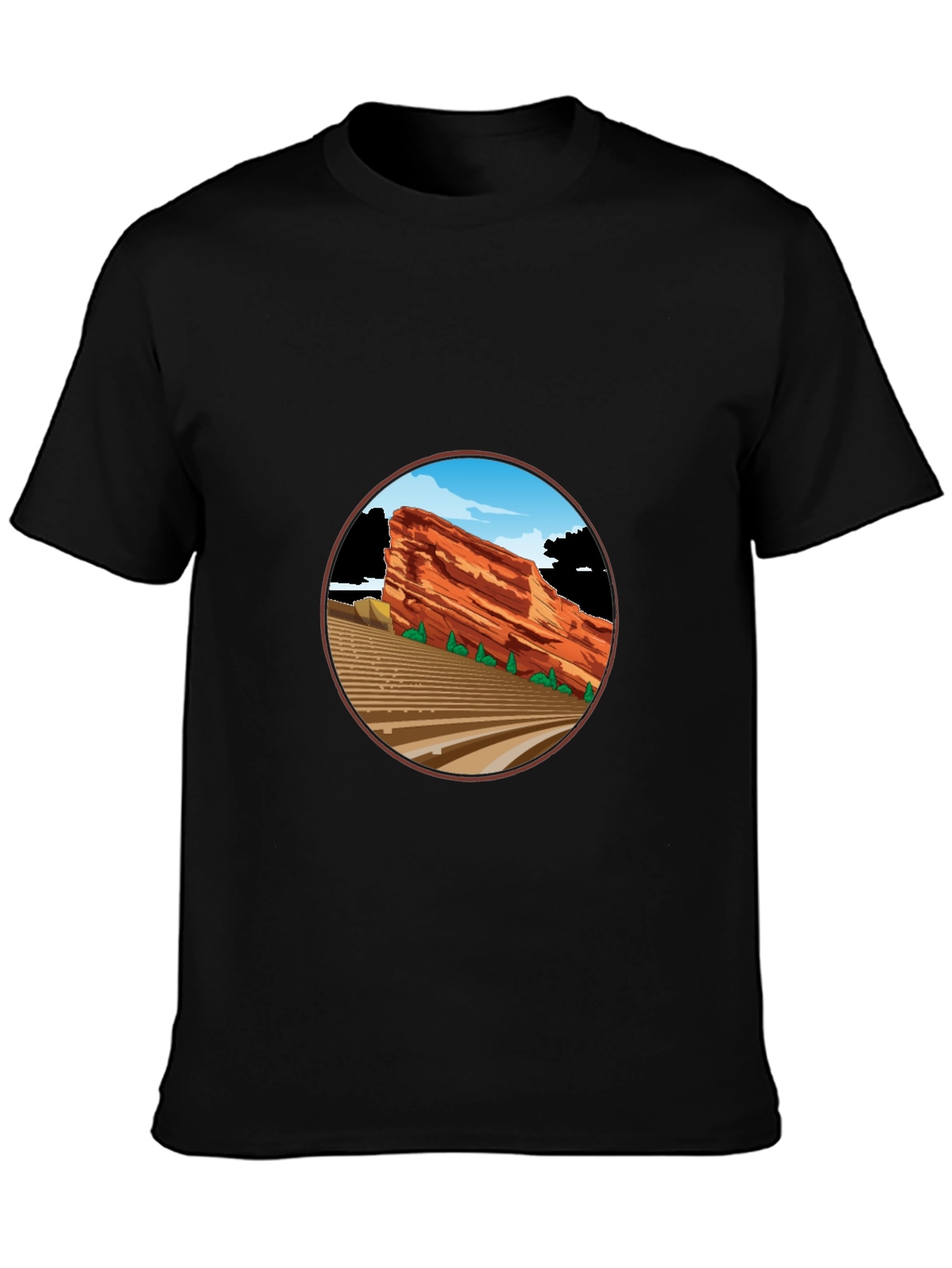 Red Rocks Amphitheater Graphic Tee - Black Cotton