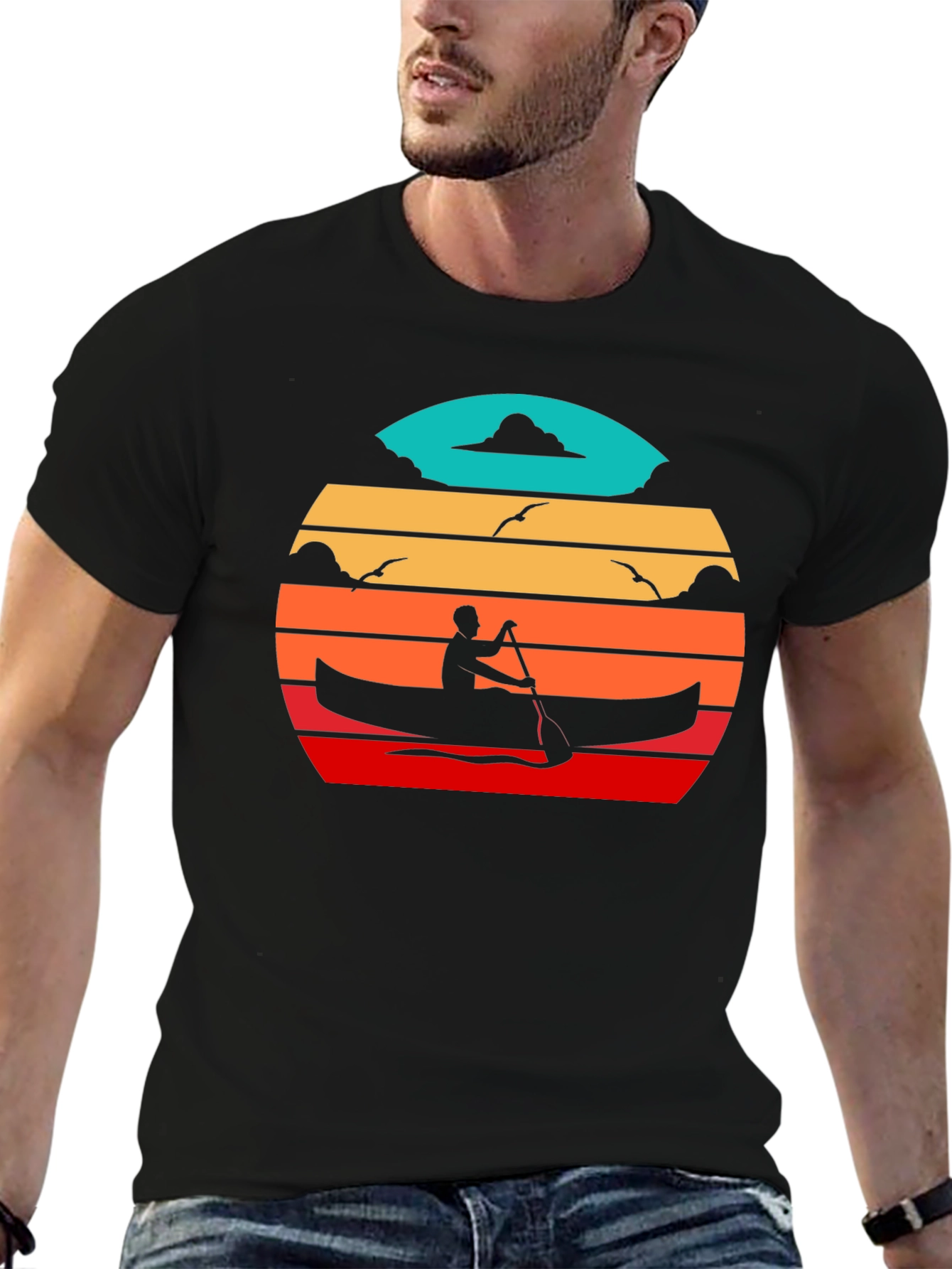 Canoe Sunset Black T-Shirt