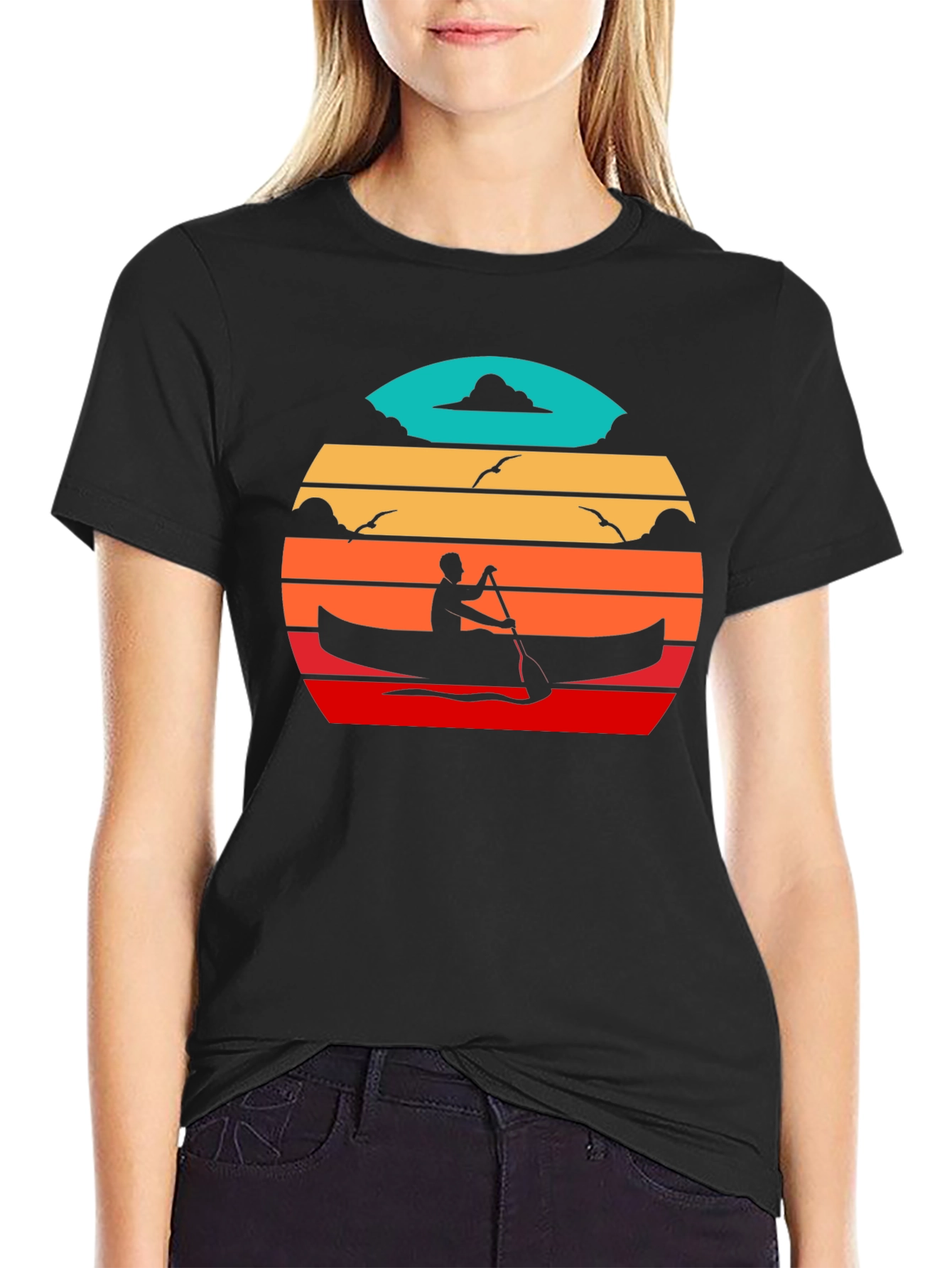 Canoe Sunset Black T-Shirt