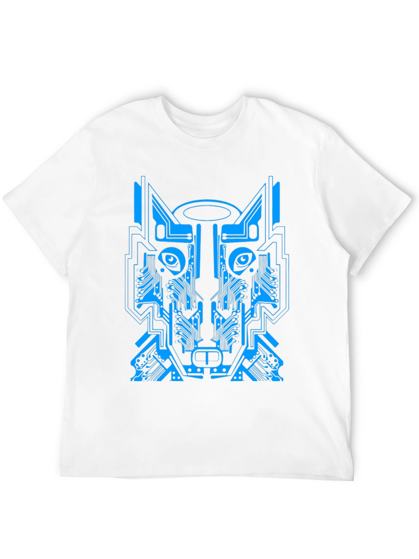 Cyber Wolf Graphic Tee - Unique Circuit Design