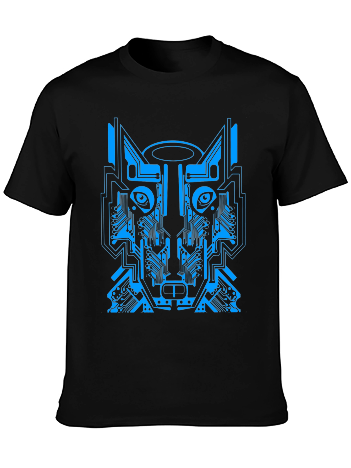 Cyber Wolf Graphic Tee - Unique Circuit Design