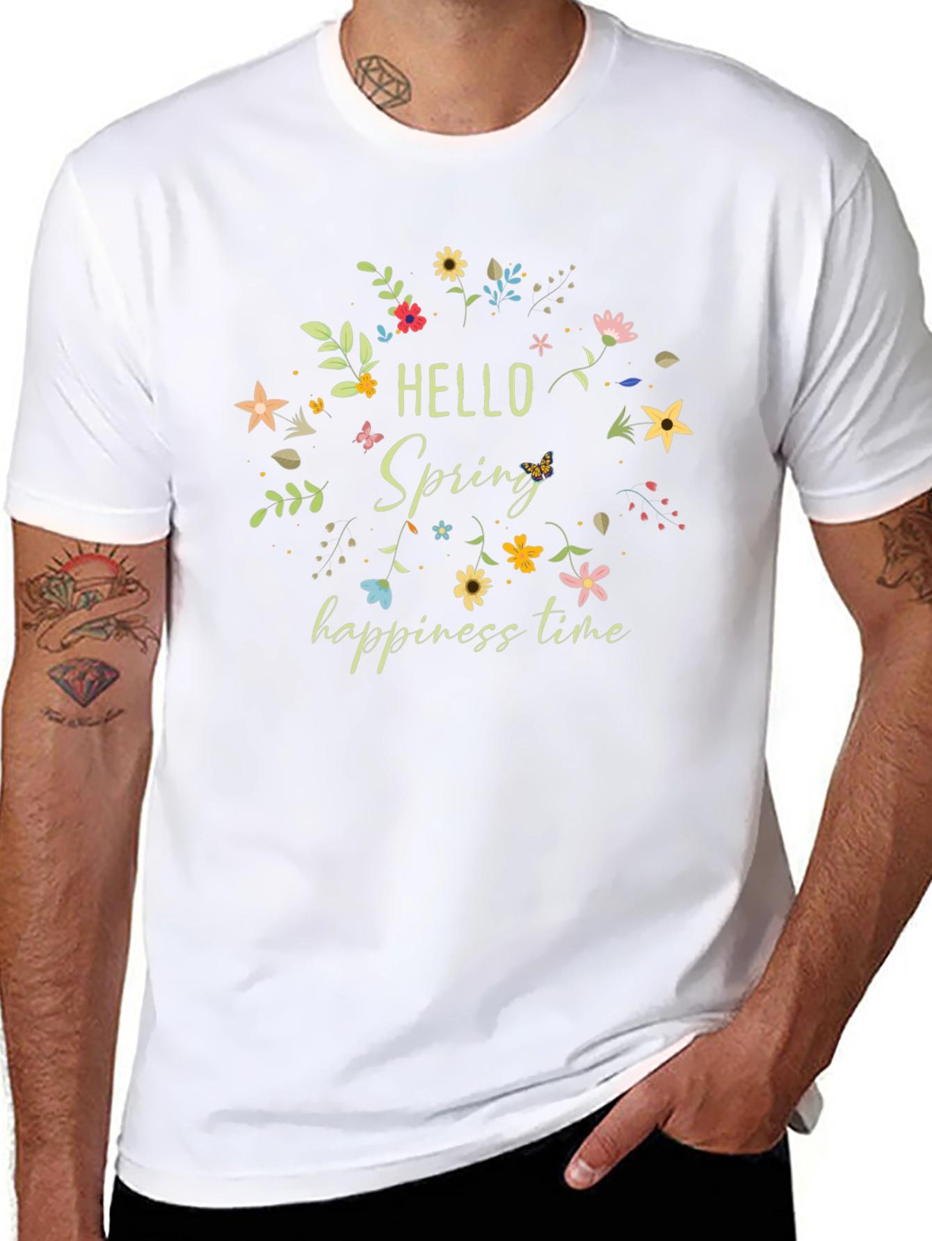 Hello Spring T-Shirt Floral Design