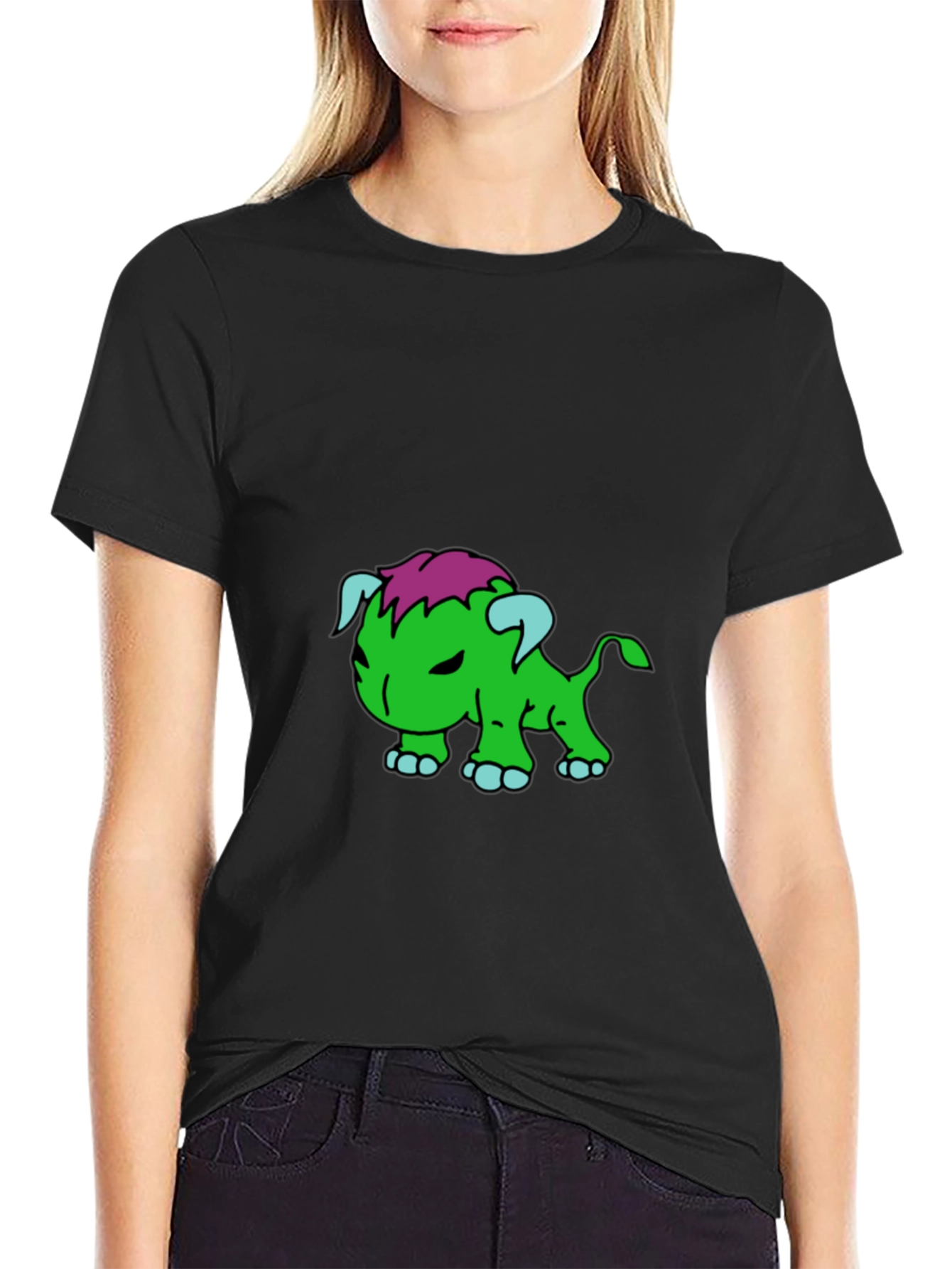 Cartoon Monster Graphic Black T-Shirt