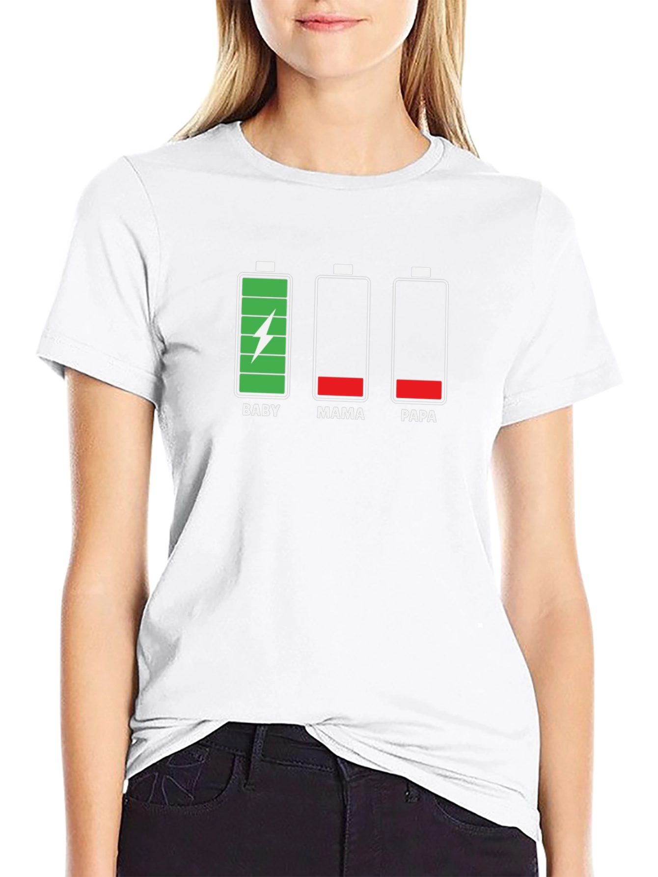 Family Low Battery Black Graphic T-Shirt