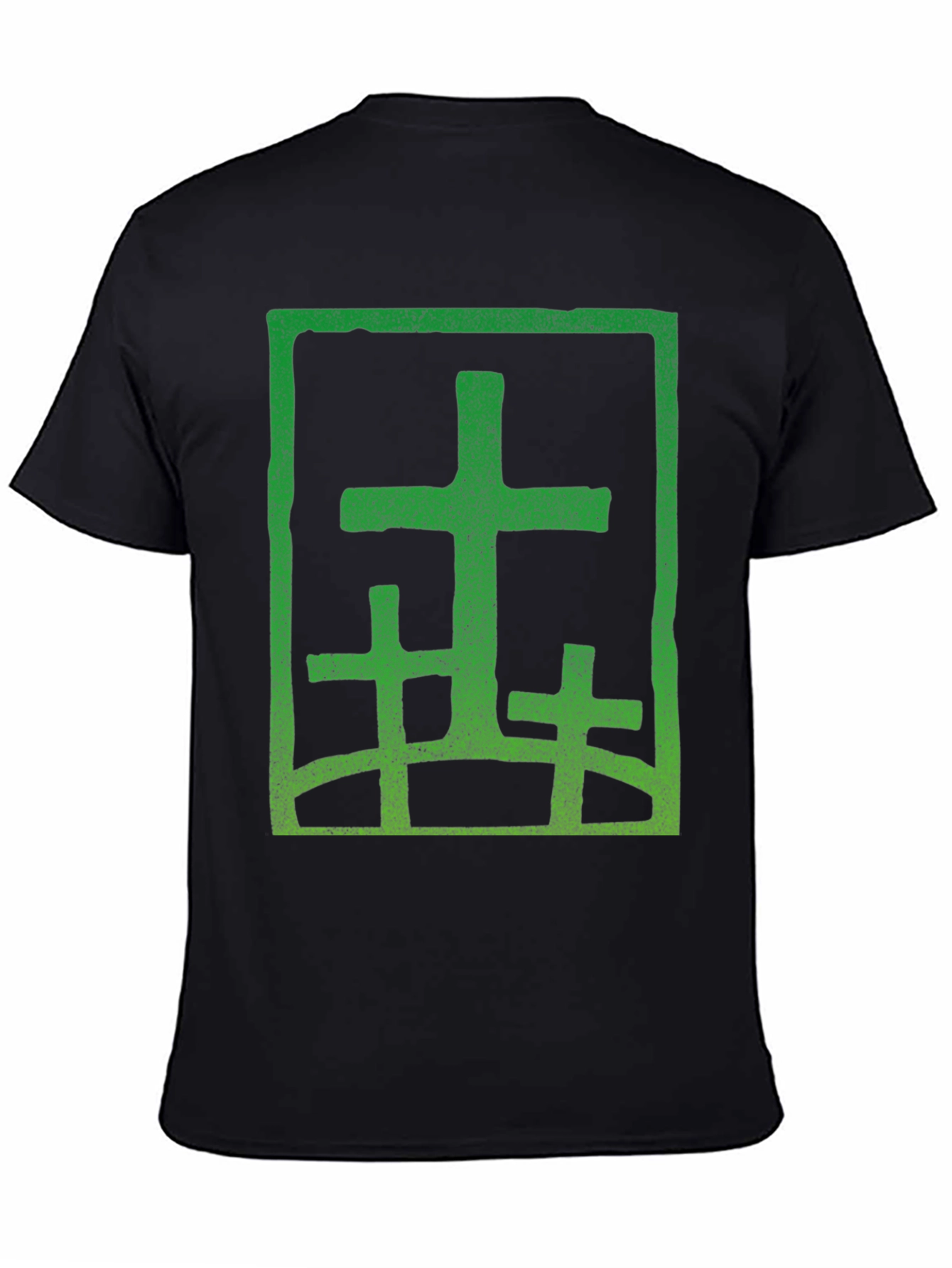 Green Cross Graphic Black T-Shirt